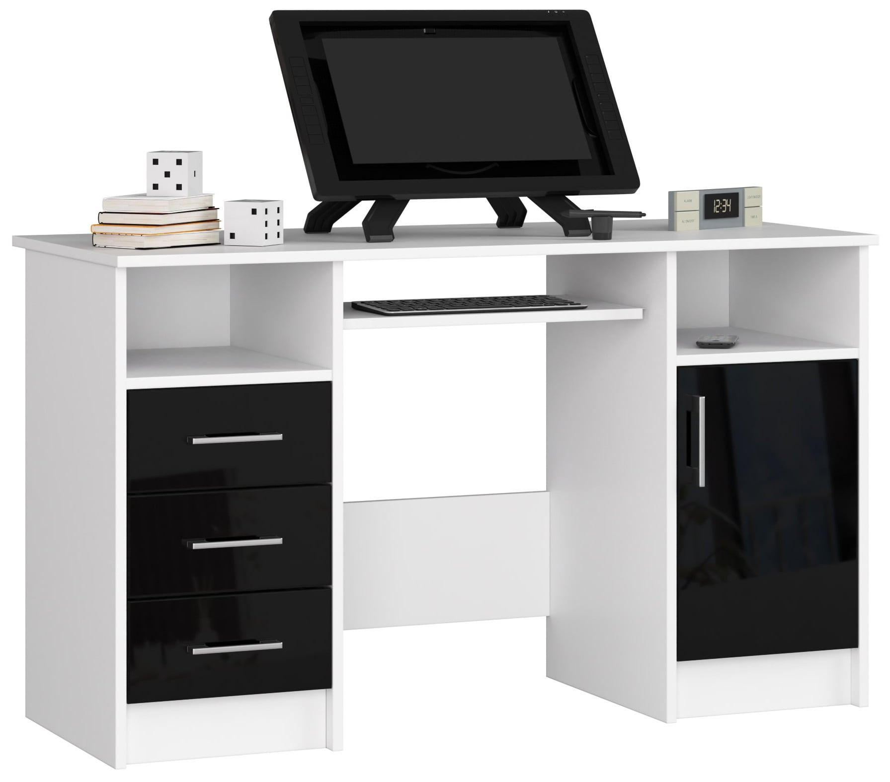 RAUMHIRSCH FURNITURE PSACÍ STŮL Bílý, černý lesklý 74/124/52