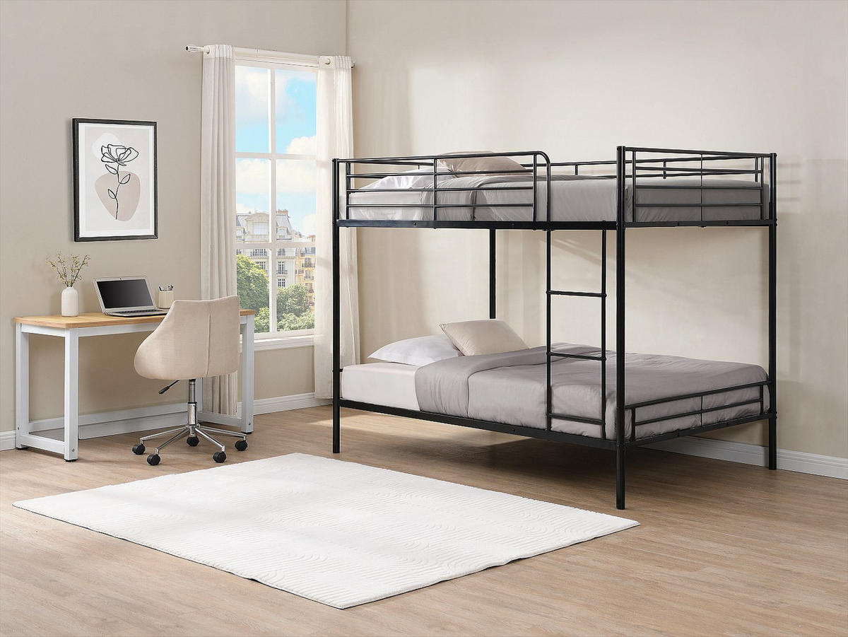 ETAGENBETT - 2 x 120 x 190 cm - Schwarz - DUOTIS II - Schwarz, Metall (126/198cm) - Vente-Unique