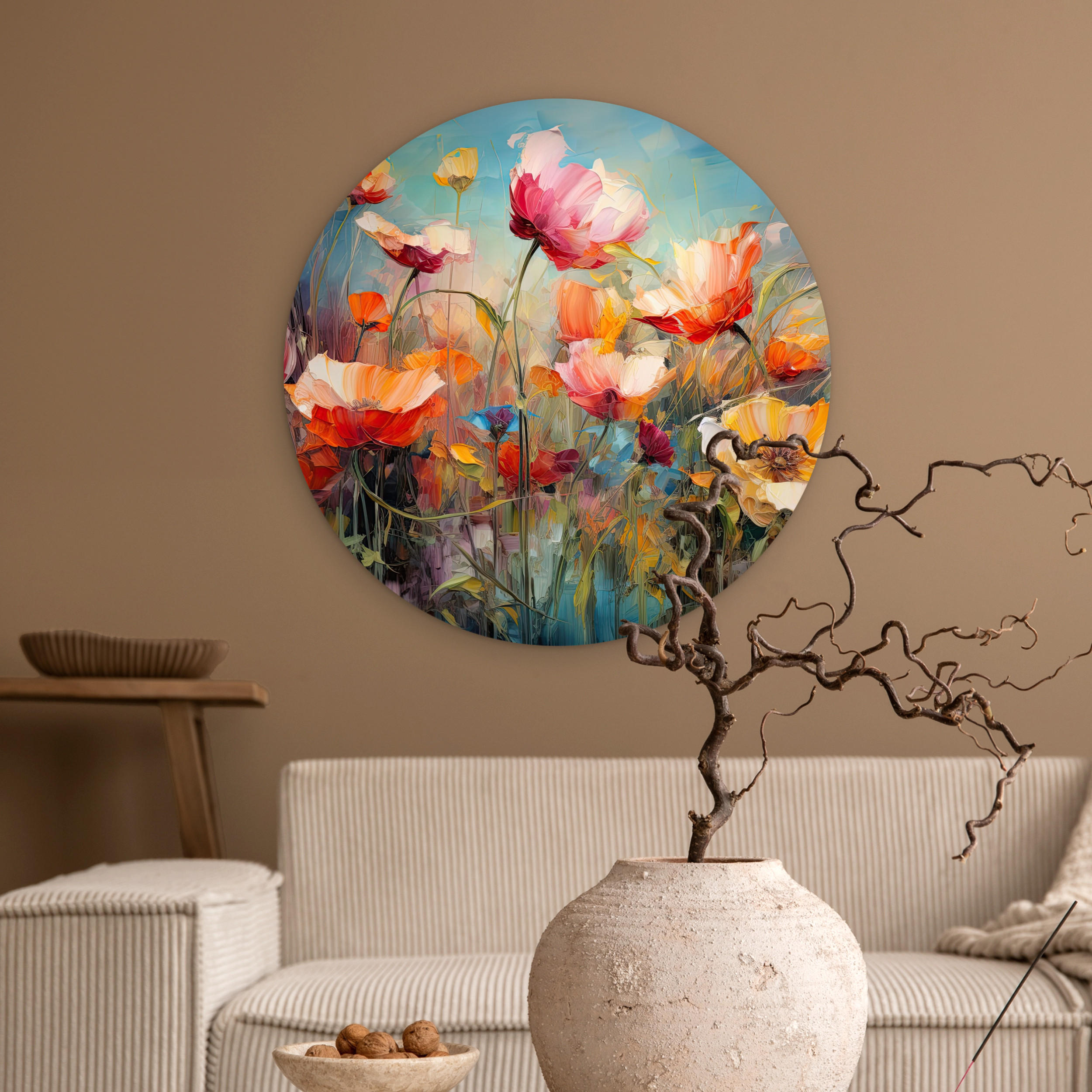 WANDBILD Blumen - Aquarell - Kunst - Botanisch - Natur 60x60 cm - Orange, Kunststoff (60/60cm) - MuchoWow