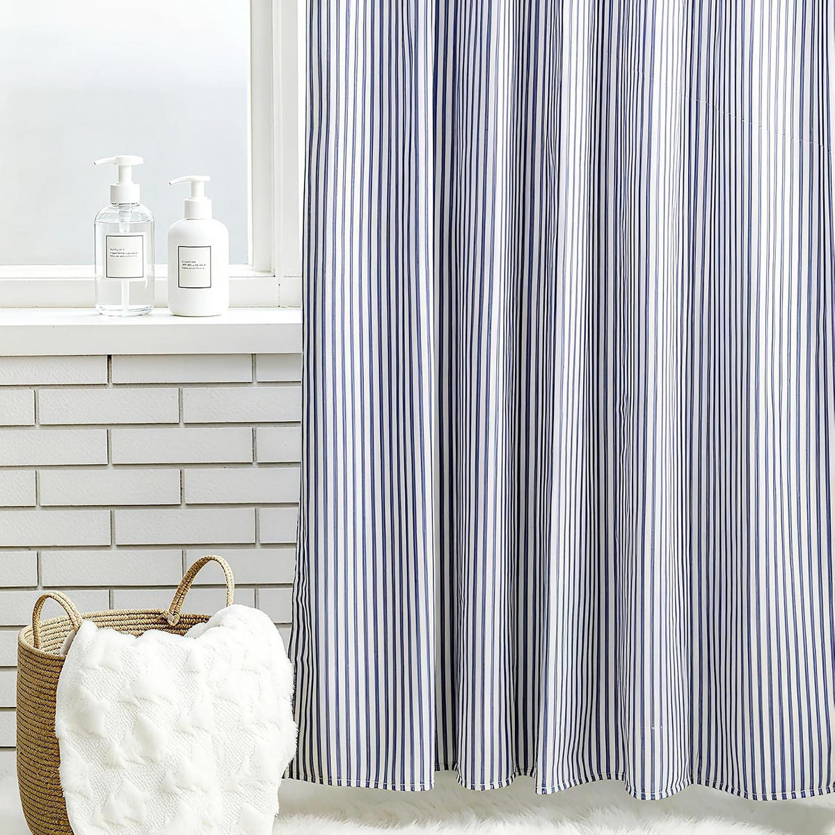 DUSCHVORHANG – Blau (180 × 180 cm) - Blau, Textil (180/180cm)