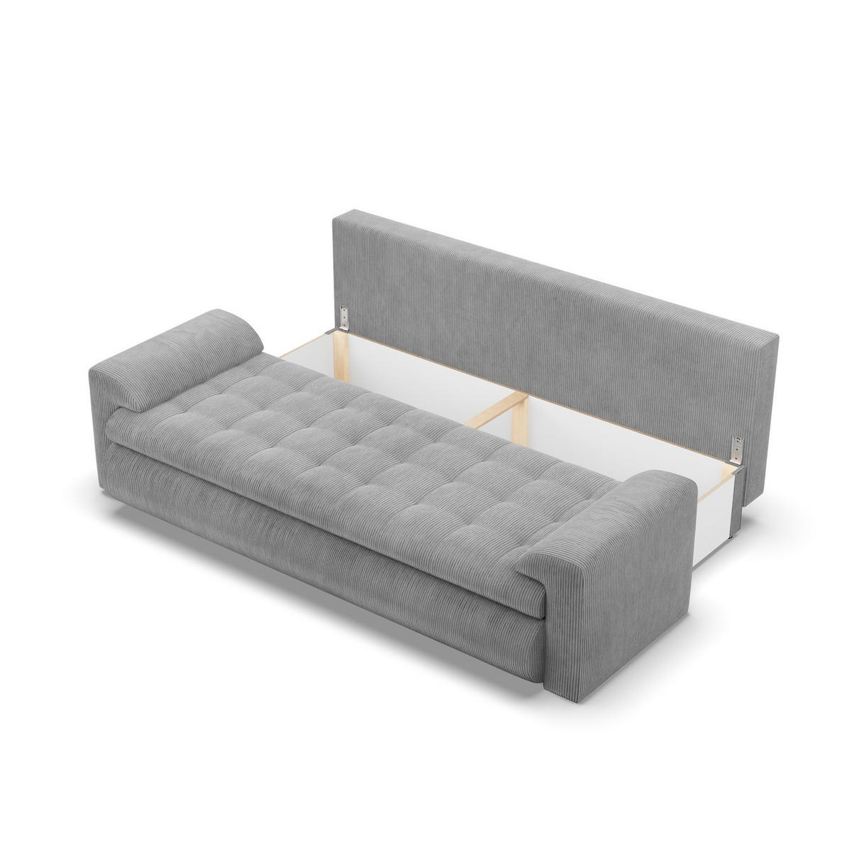 SOFA 3-SITZER MIT SCHLAFFUNKTION FORESTA, Cord - Grau - Grau, Textil (222/92/96cm)