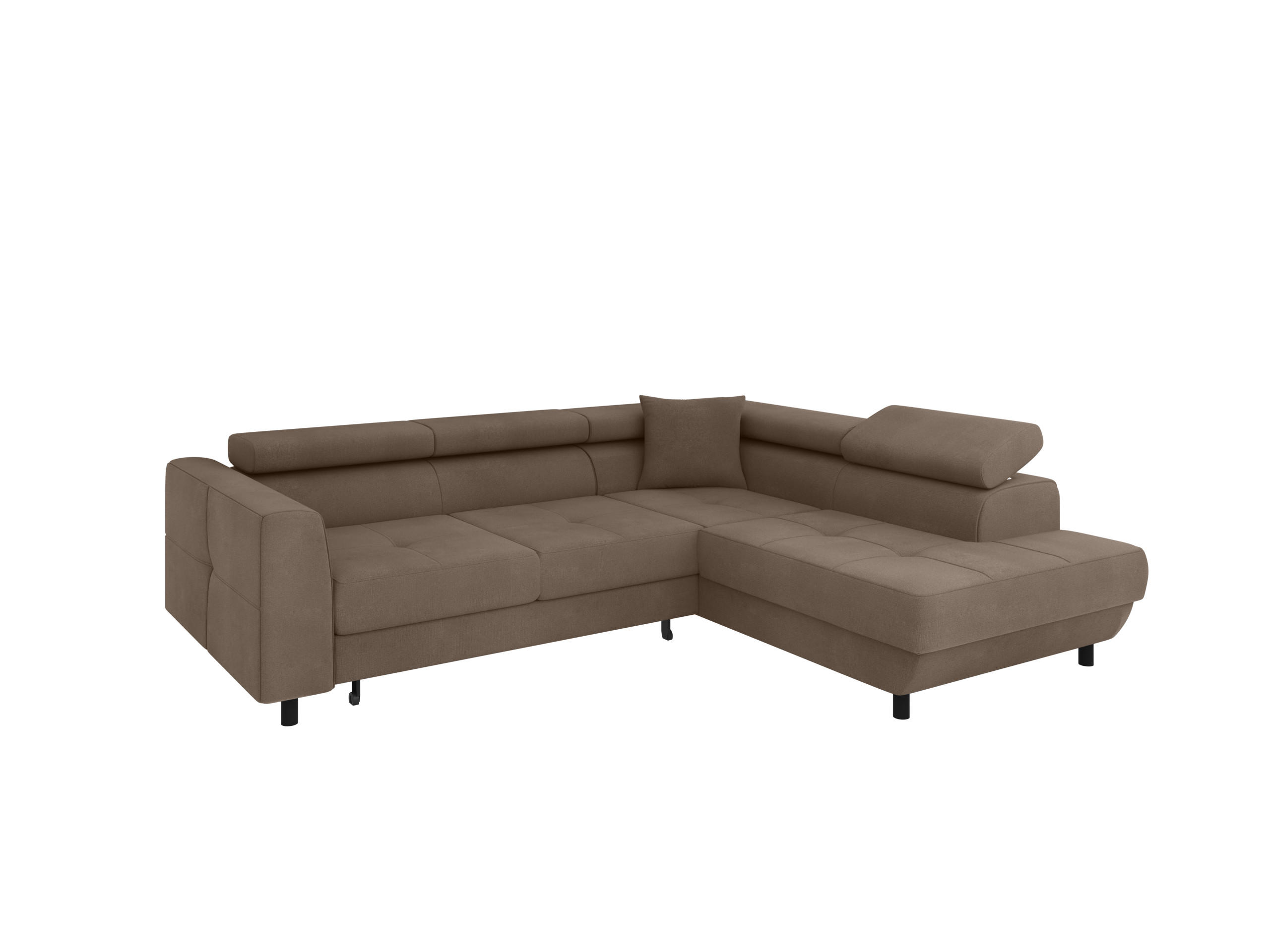 ECKSCHLAFSOFA Vena III mit Schlaffunktion und Bettkasten, Rechts montierbar, Cappuccino - Cappuccino, Holz (254/199cm) - Homesy