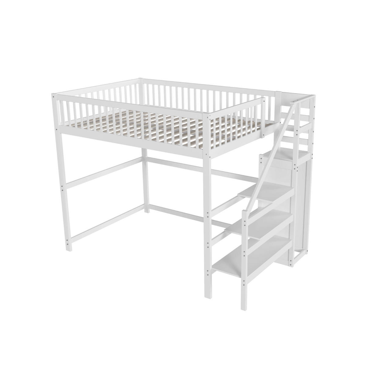 HOCHBETT Kinder Weiß 140x200 cm 2-tlg. - Weiß, Holz (140/200cm) - ComfortXL