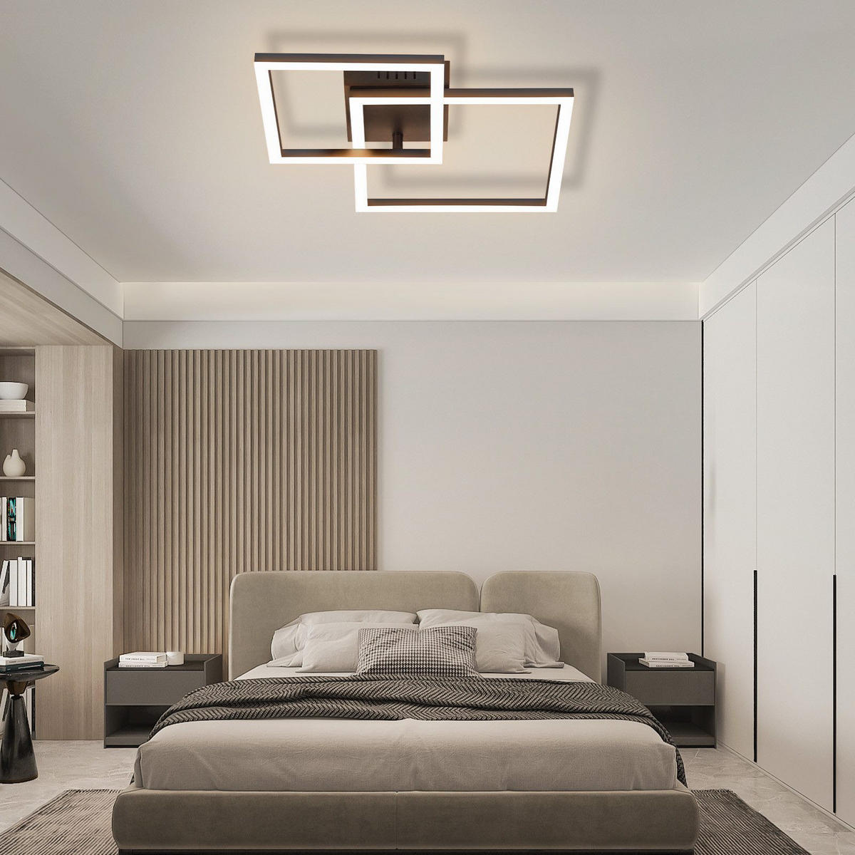 LED-DECKENLEUCHTE Lounder 34.5/34.5/6.7cm - Schwarz, Kunststoff (34.5/34.5/6.7cm) - Nettlife