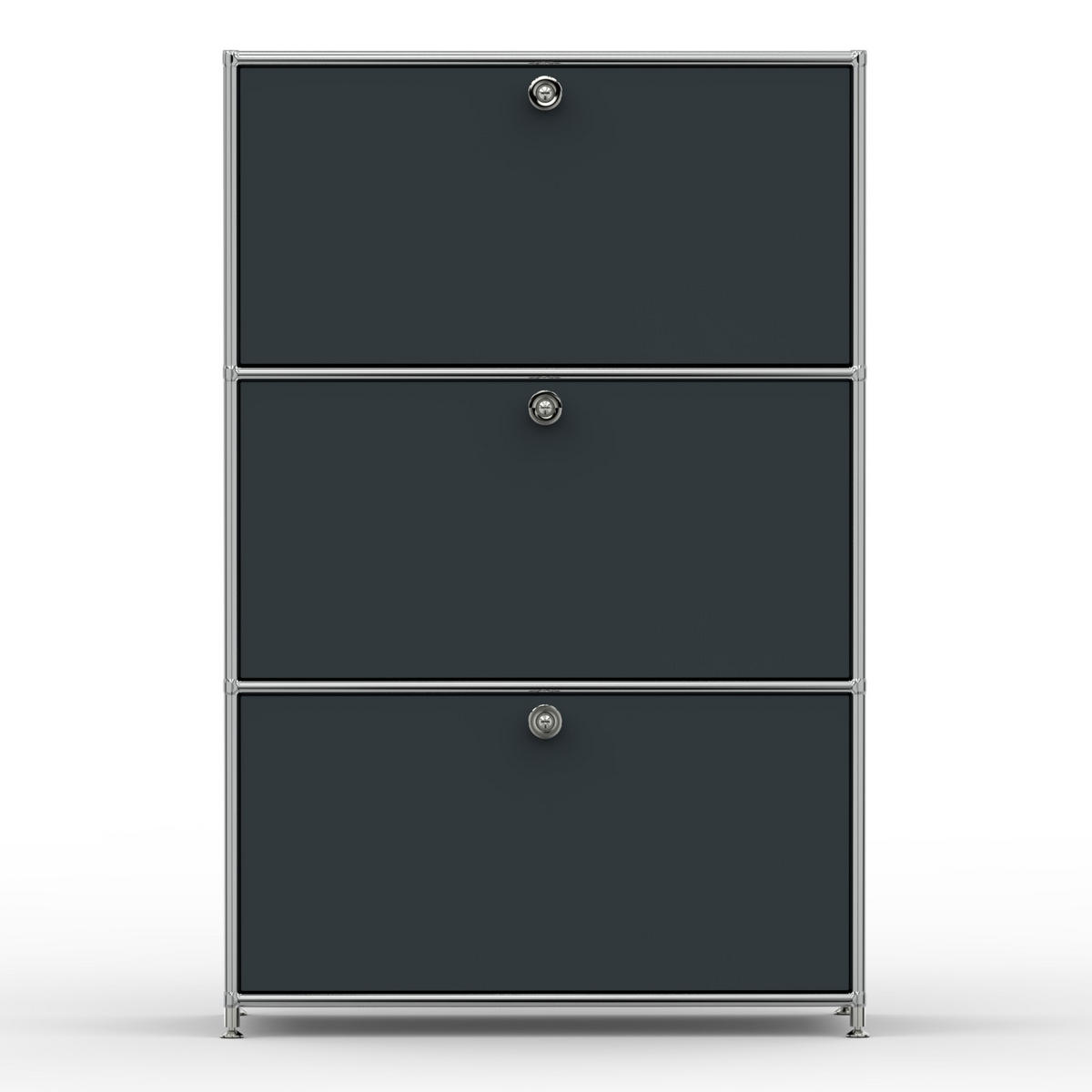 HOCHSCHRANK, 3 Schubladen, Schloss, Breite 77 cm, Anthrazitgrau - Chromfarben/Silberfarben, Metall (40/118/77.2cm) - Versee