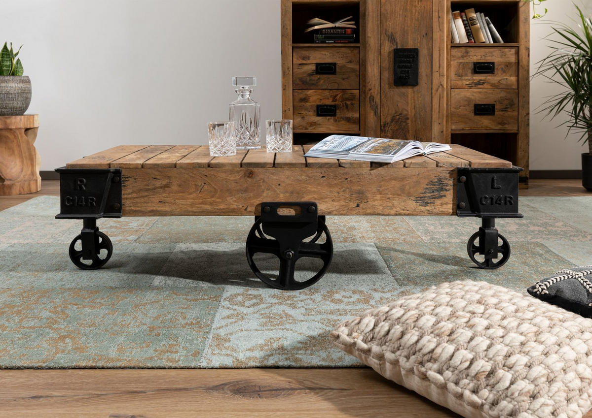 COUCHTISCH Mango 120x60x43 natur lackiert RAILWAY #160 - Braun, Holz (120/60/43cm) - Massivmoebel24
