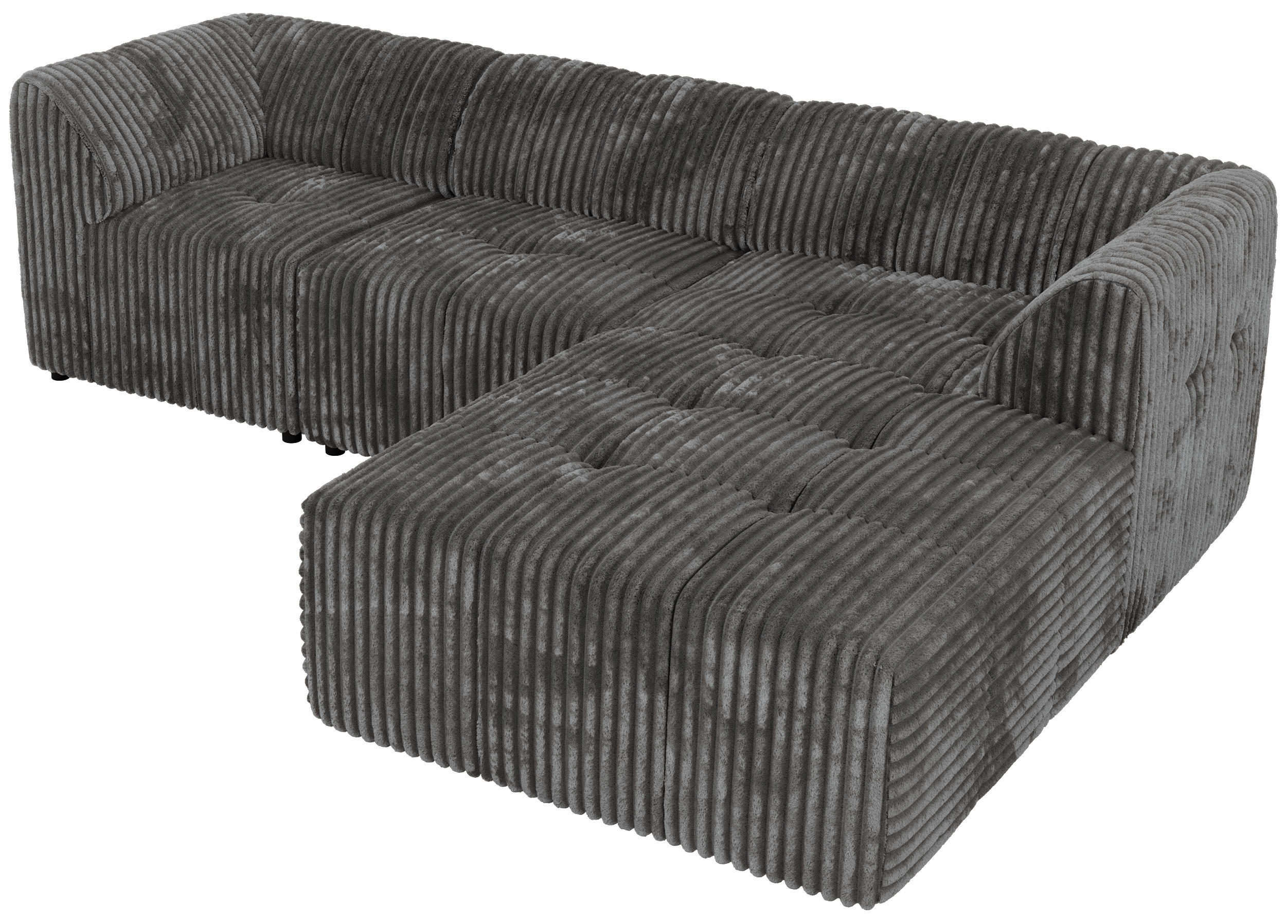 ROHOVÁ SEDAČKA VORITA L 3M - Šedá Manšestr - Pravá - šedá/černá, textil/plast (176/267cm) - MKS