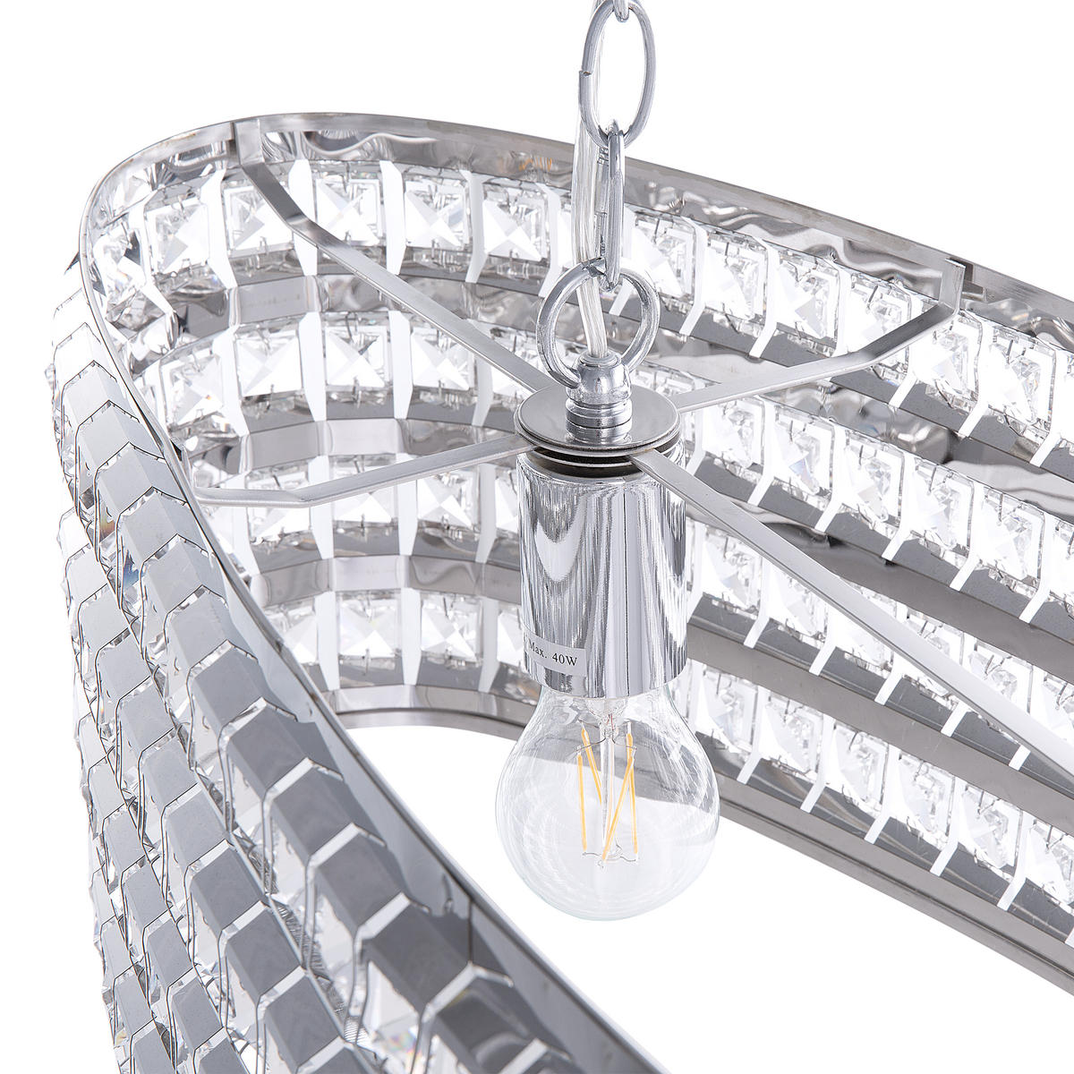 HÄNGELEUCHTE Cavone 31/76/108 cm - Silberfarben, Metall (31/76/108cm) - Beliani