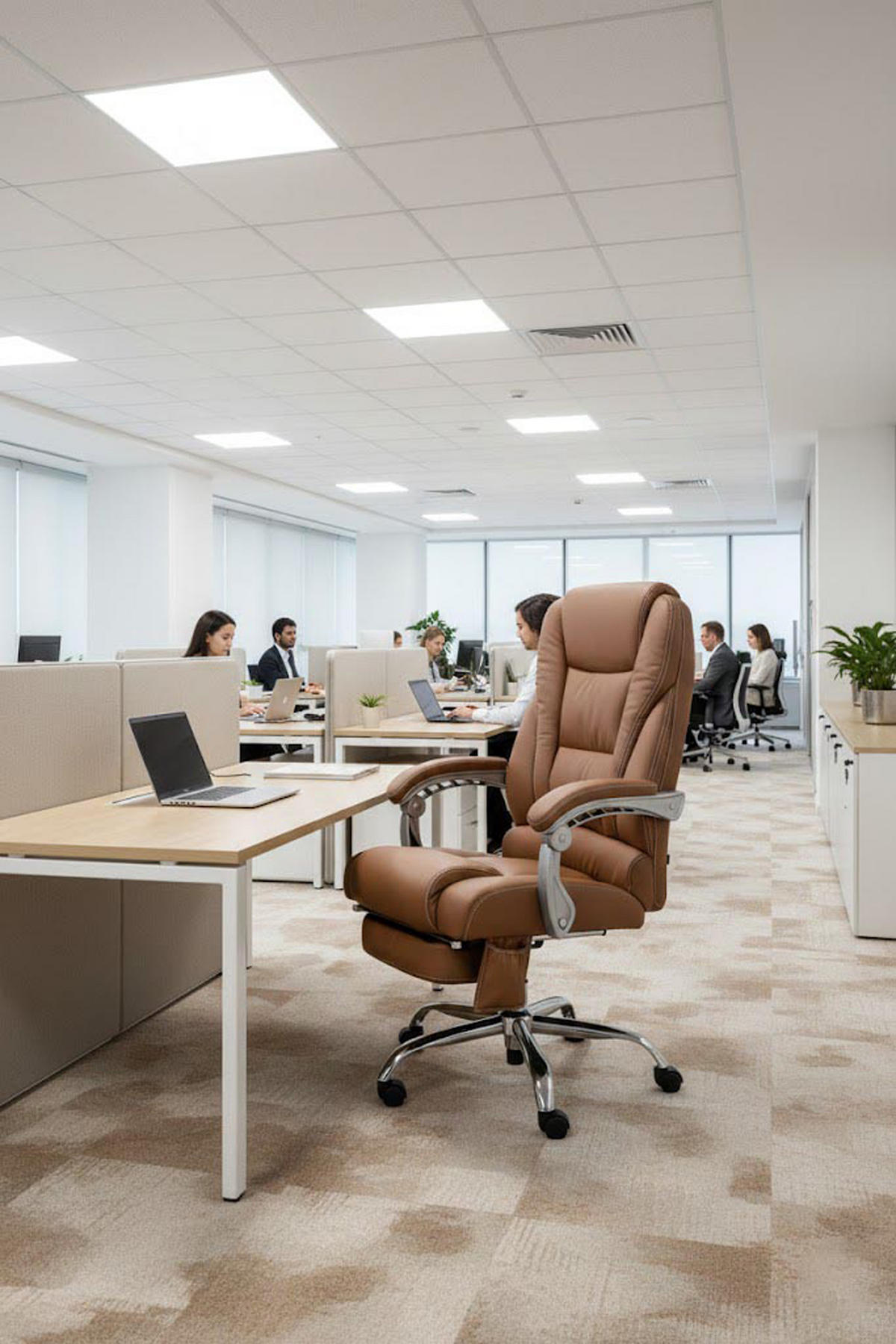 BÜROSTUHL Pacira mit Massagefunktion V2 Kunstleder hellbraun - Hellbraun/Chromfarben, Textil/Metall (68/127/64cm) - TPFLiving
