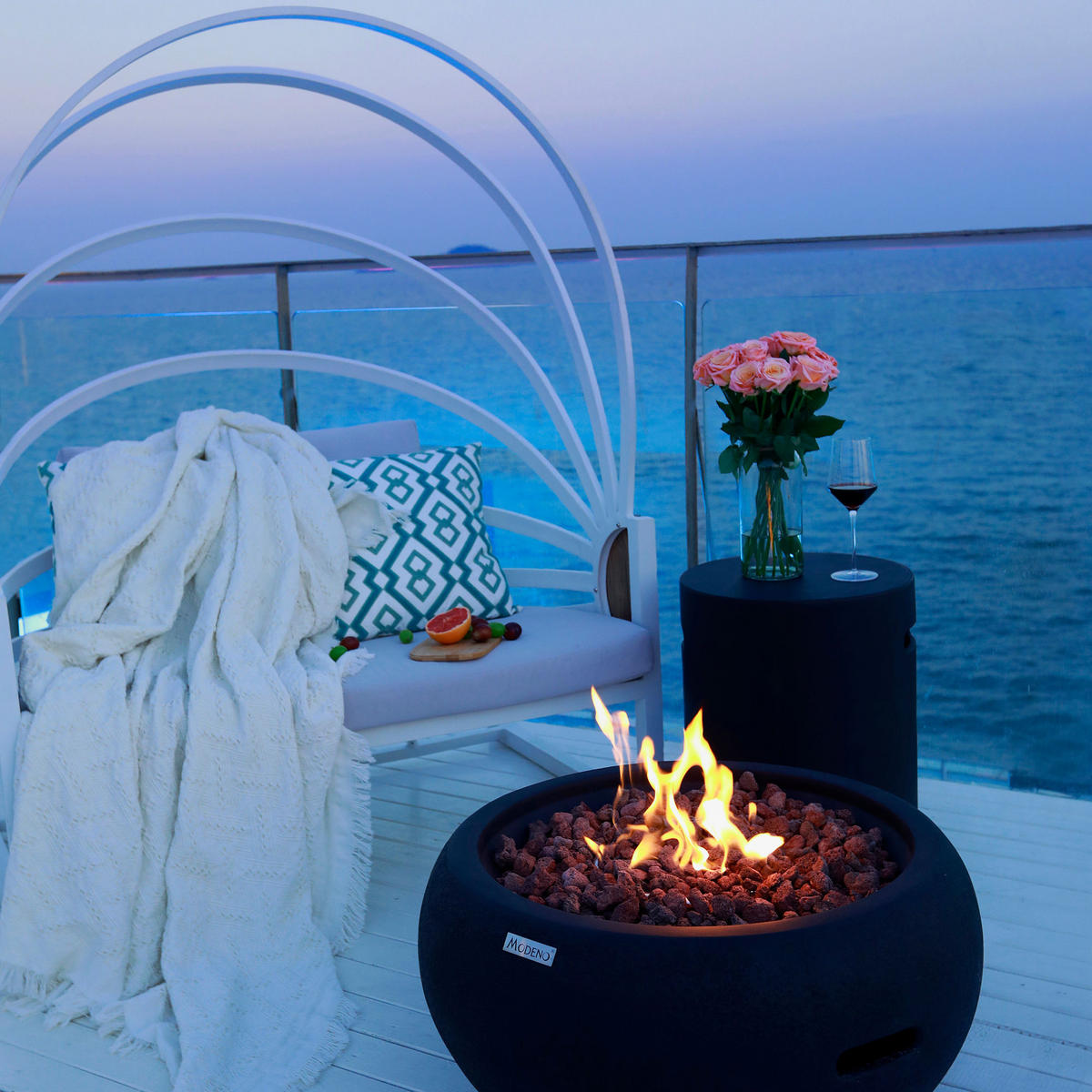 FEUERTISCH York Gasfeuerstelle aus GF-Beton 68/68/36 cm - Schwarz, Naturmaterialien/Stein (68/36/68cm) - Elementi