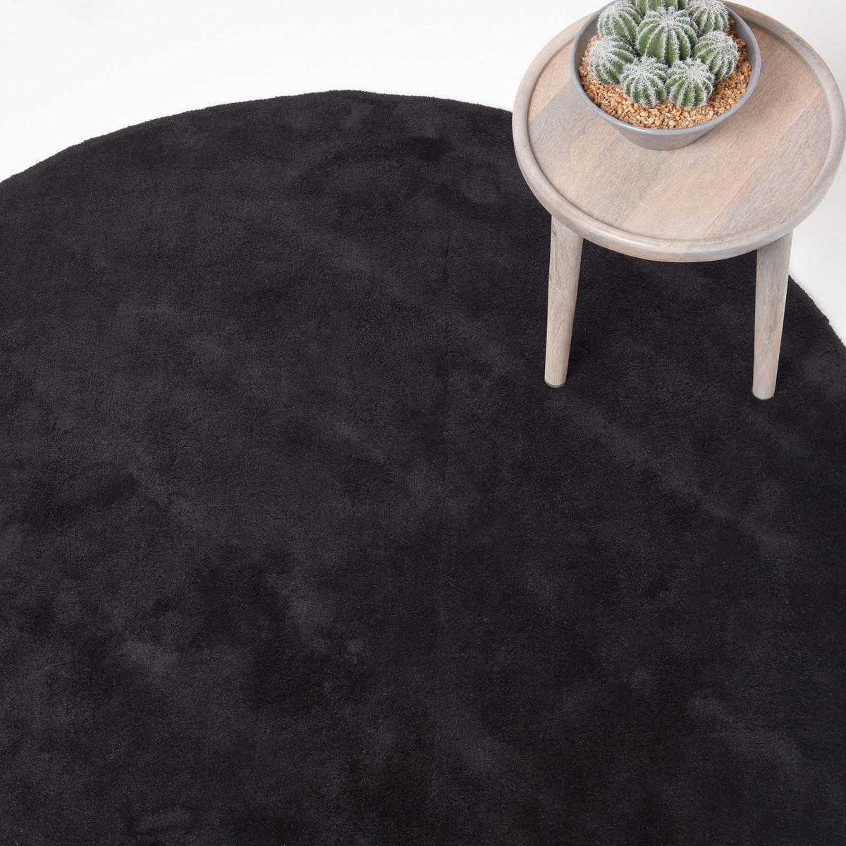 KURZFLOR-TEPPICH rund getuftet 70 cm - Schwarz, Textil (70/70cm) - Homescapes