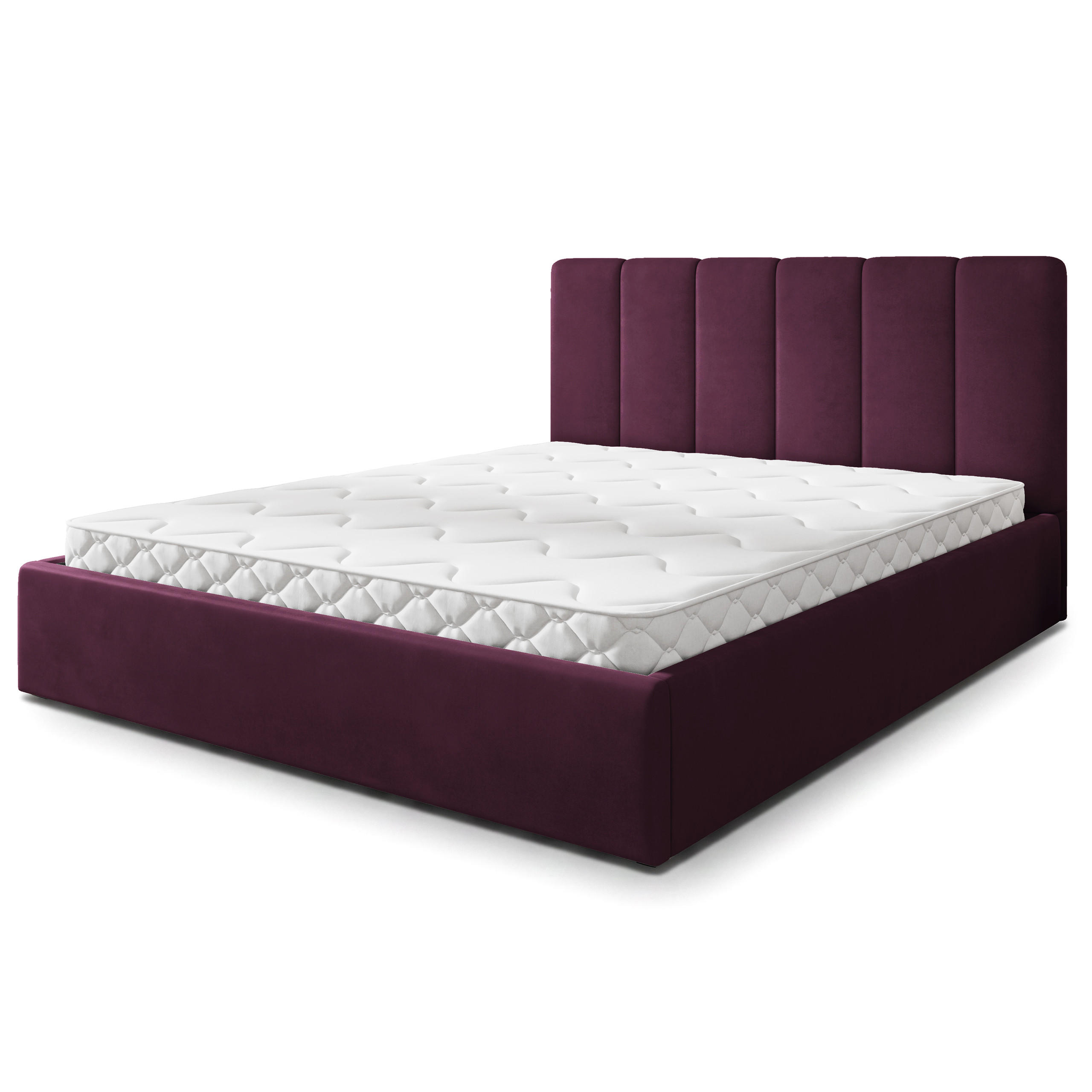 POLSTERBETT NEMIS 180x200 cm mit Bettkästen - Violett - Violett, Holz (180/200cm) - MASSENO