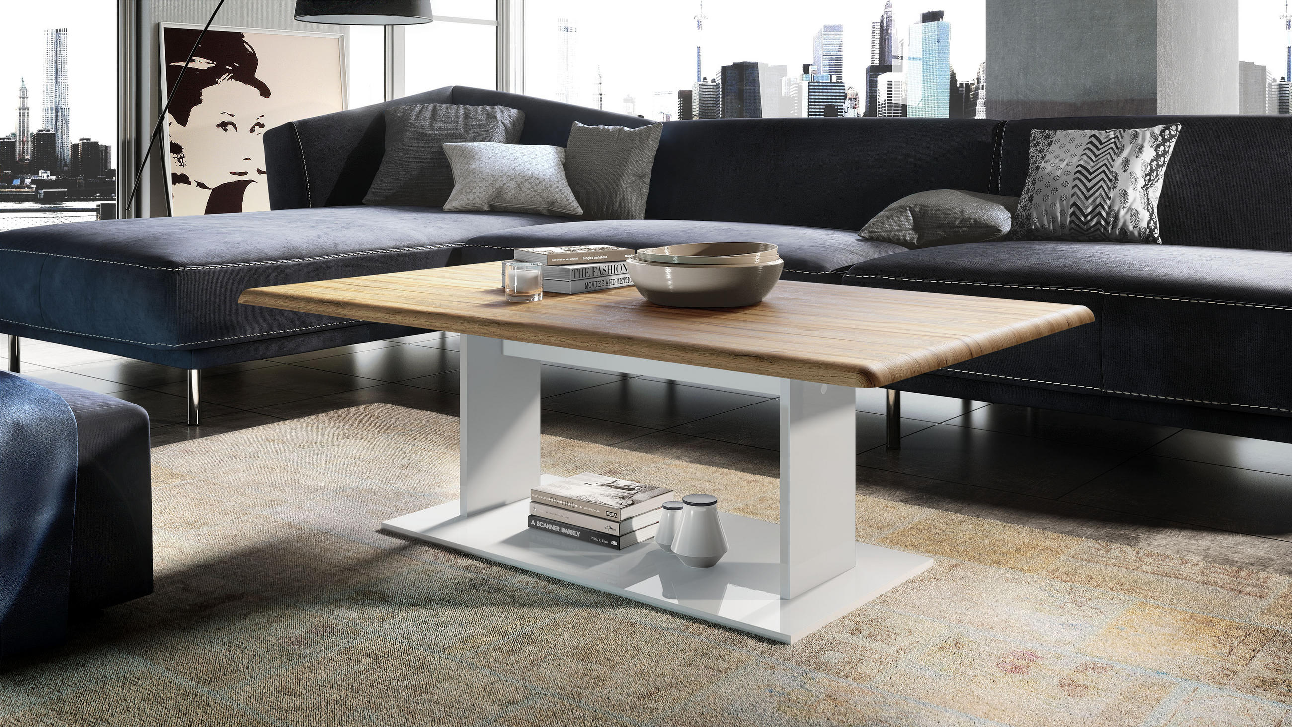 COUCHTISCH Mono Tischplatte in Eiche Natur - Eichefarben, Holzwerkstoff (70/120/40cm) - Vladon
