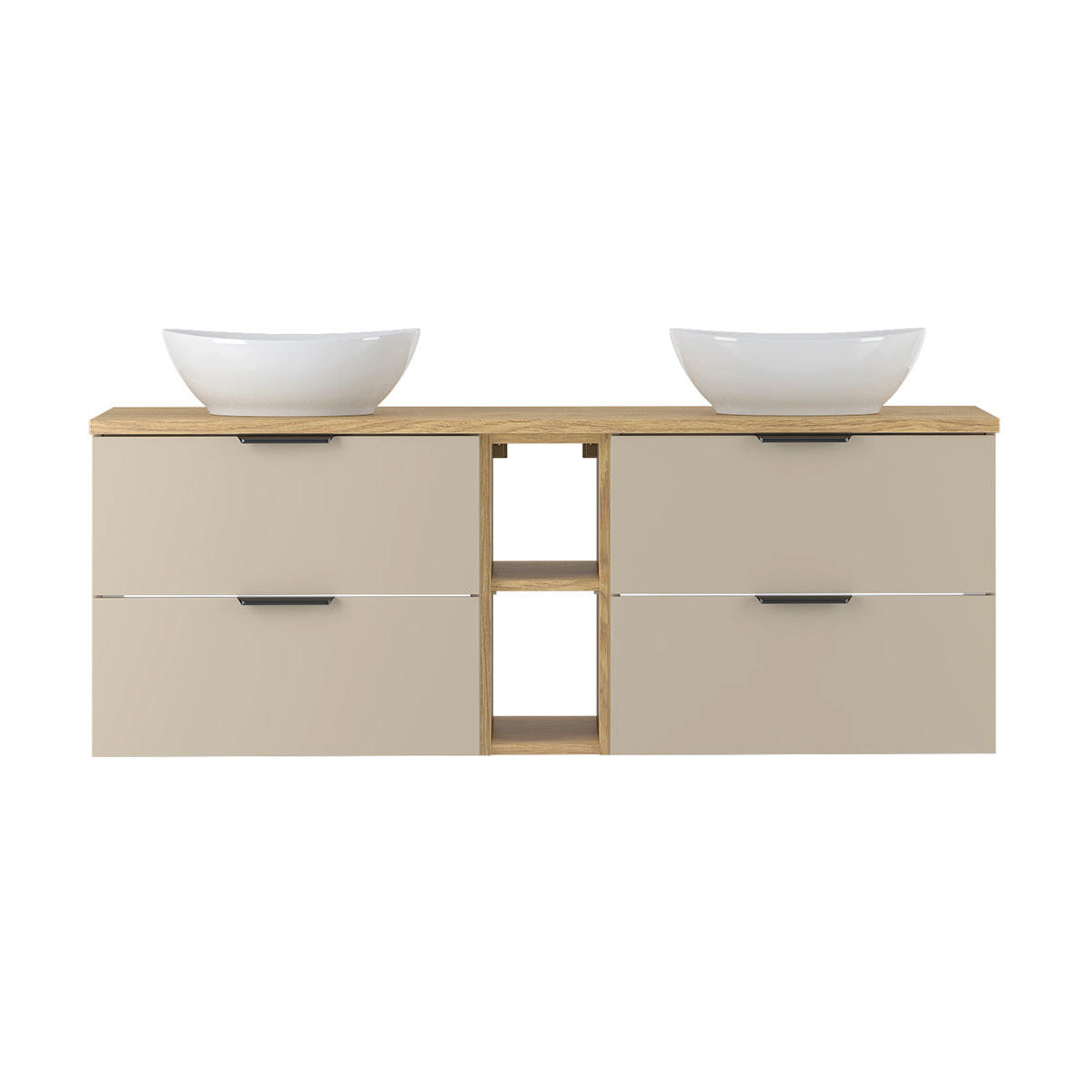 DOPPELWASCHTISCH 140.6cm Astrid Kaschmir und Holz - Beige, Holzwerkstoff (140.6/52.2/46.5cm) - Petits-meubles