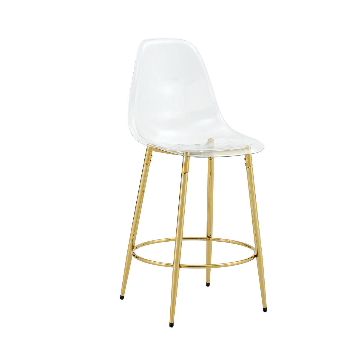 BARHOCKER 2er-Set Transparent und Gold mit Rückenlehne und Fußring - Goldfarben, Metall (48.5/102/48.5cm) - PANGIVO