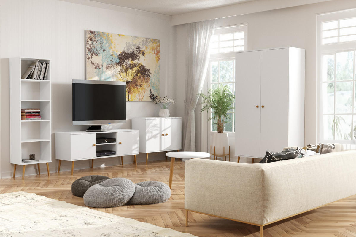 STANDREGAL Bücherregal Monilea WEISS - Weiß, Holzwerkstoff (46/180/32cm) - Fedve