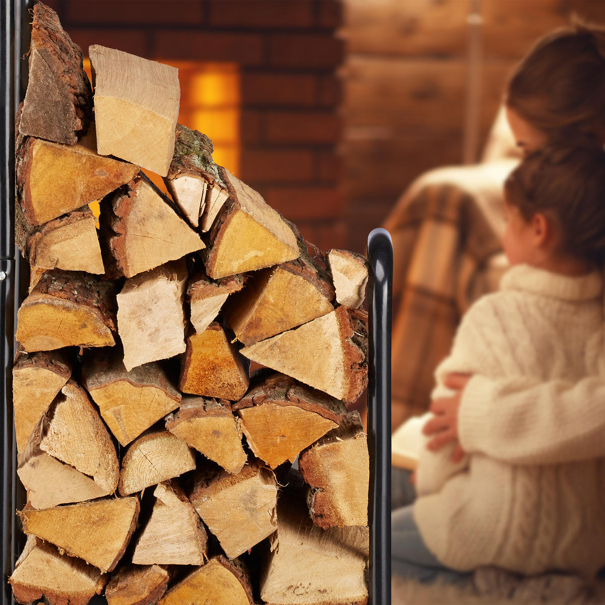 KAMINHOLZWAGEN - Schwarz, Kunststoff/Metall (41/100/42.5cm) - Relaxdays