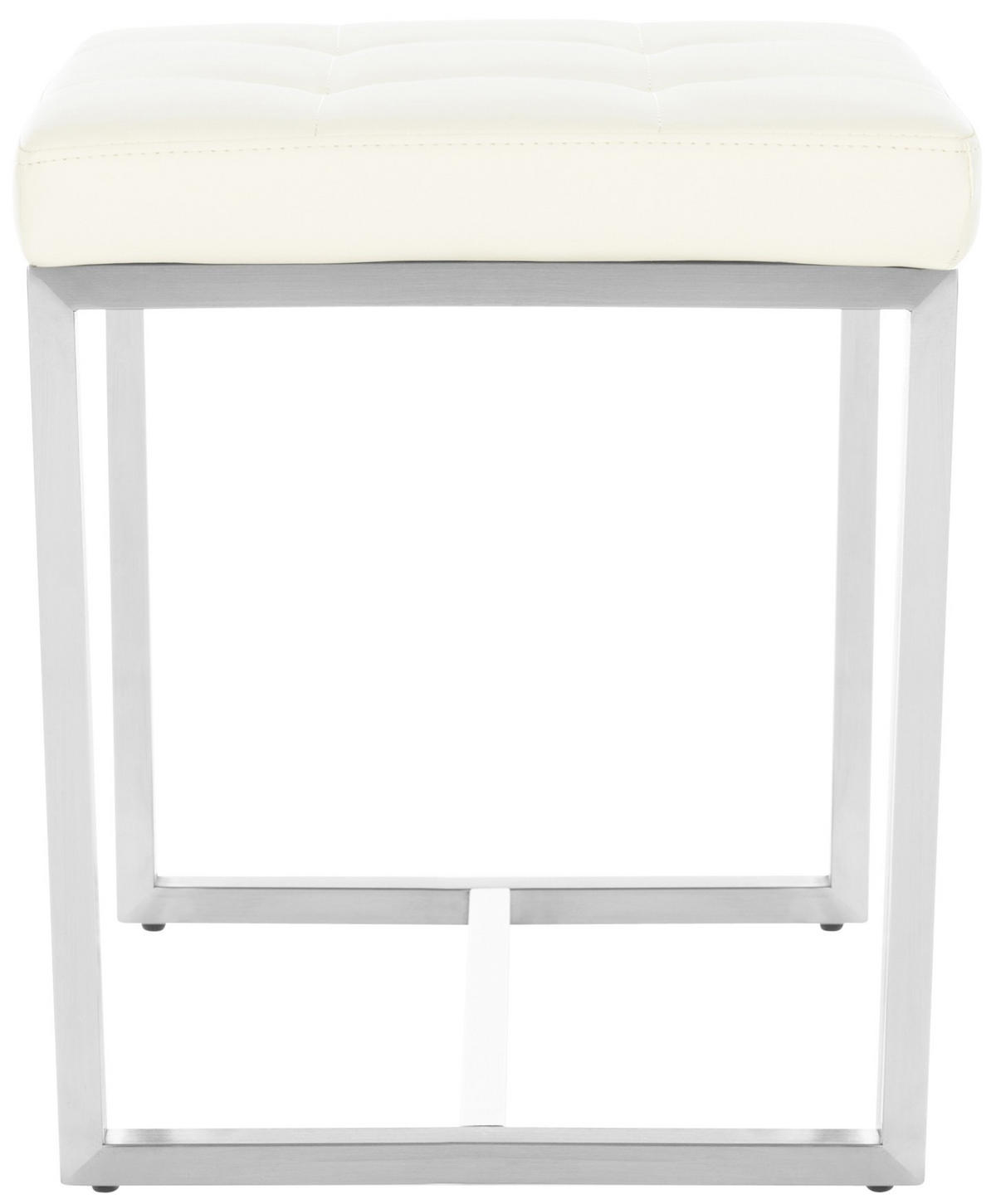 HOCKER Lederlook creme - Edelstahlfarben/Creme, Textil/Metall (40/48/40cm) - CLP