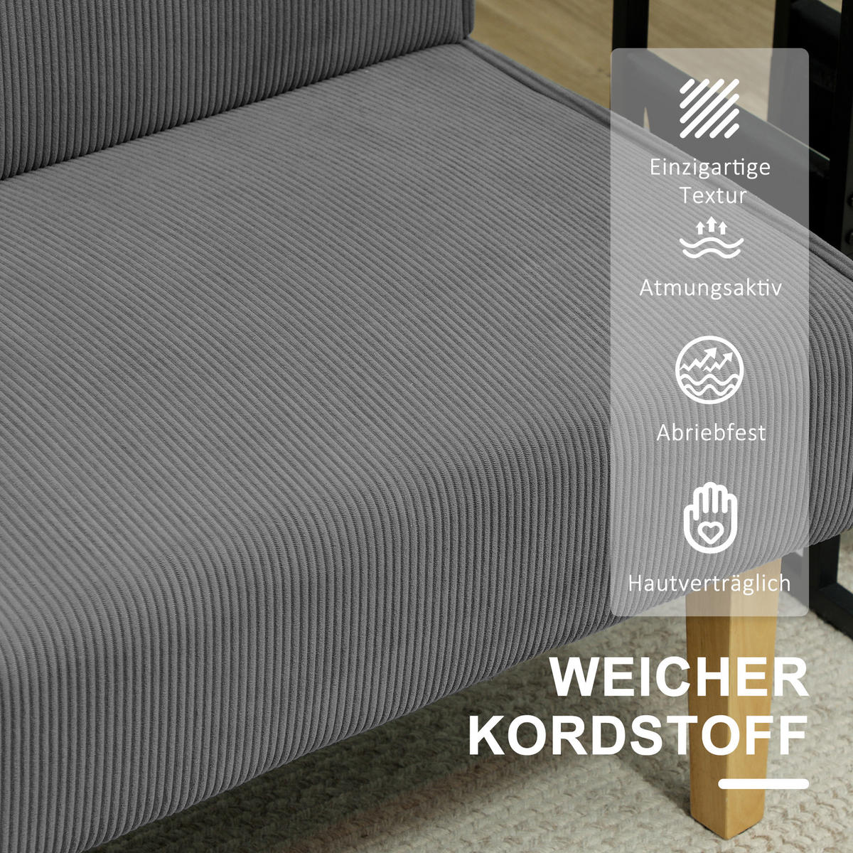 2-SITZER Sofa Grau 110.0/62.0/85.0 cm - Grau, Textil (62/85/110cm)