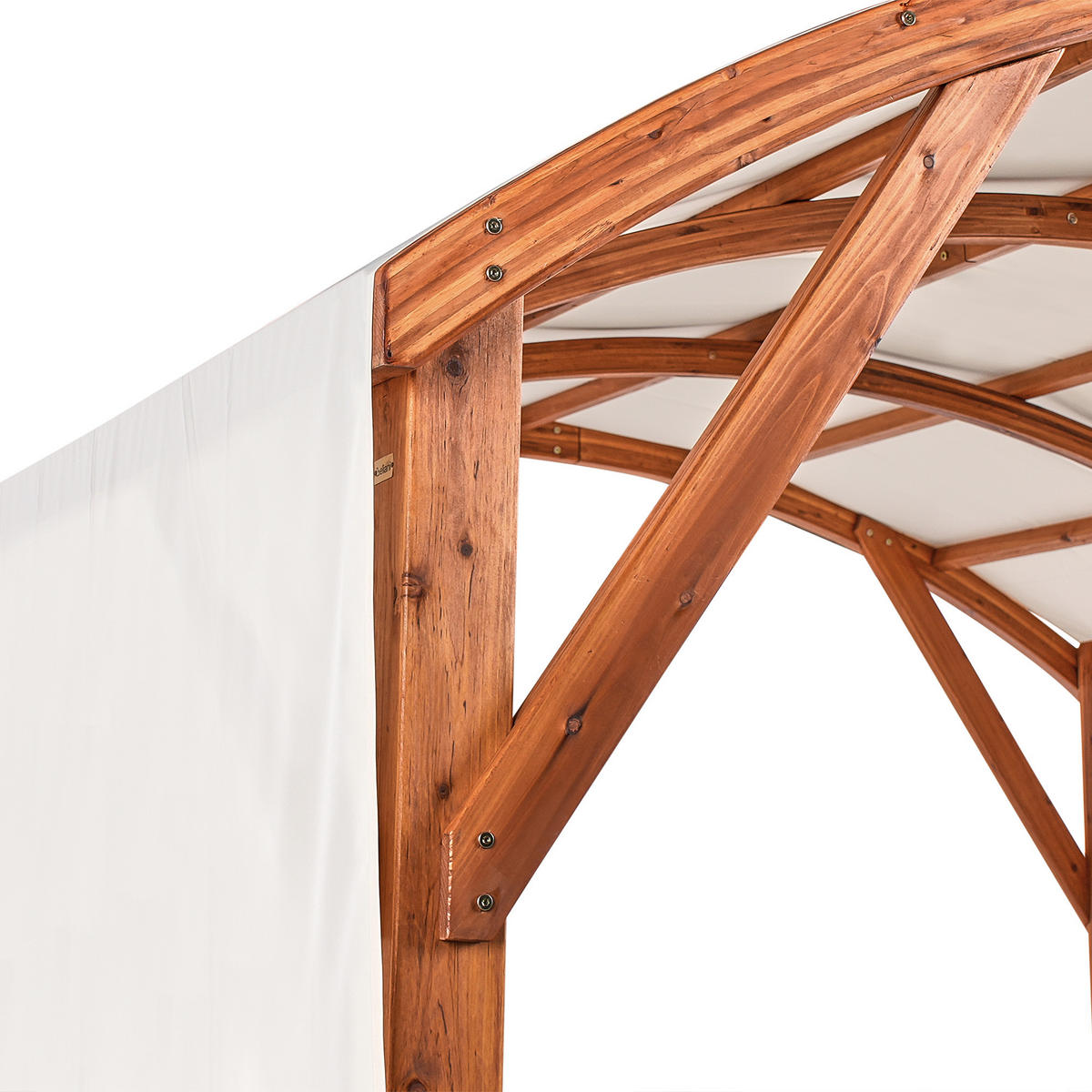 ZAHRADNÍ PAVILON Jedlové dřevo 303/300 cm Hnědý/Béžový Scopello - bílá/krémová, dřevo (303/257/300cm) - Beliani