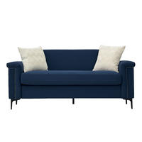 2-SITZER Sofa Polyester-Feinleinen mit Nieten und Metallfüßen 172/73.5/81.5 cm Blau - Blau, Textil (73.5/81.5/172cm) - Redom
