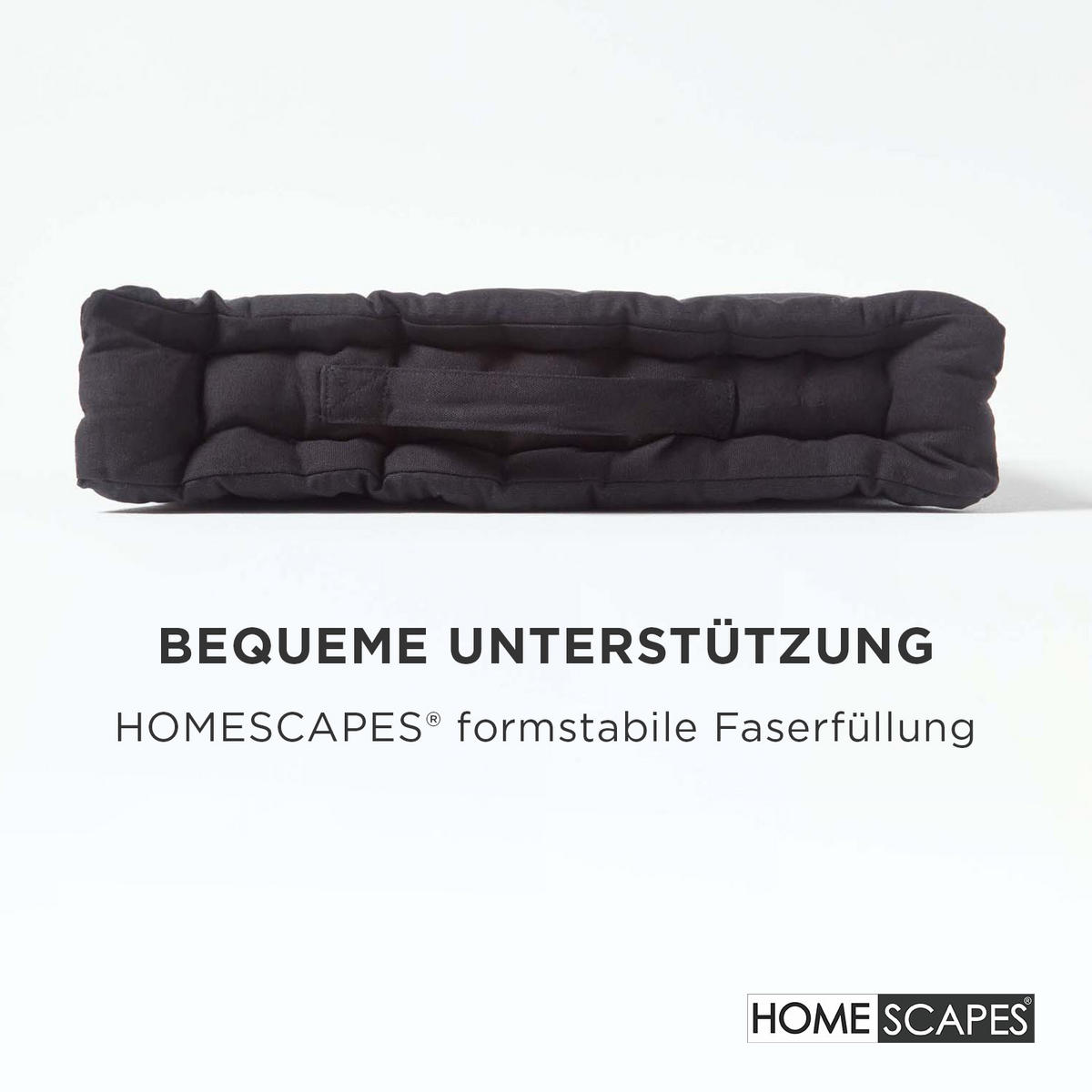 SITZKISSEN schwarz 50/50/10 cm – Bodenkissen unifarben - Schwarz, Textil (50/50/10cm) - Homescapes