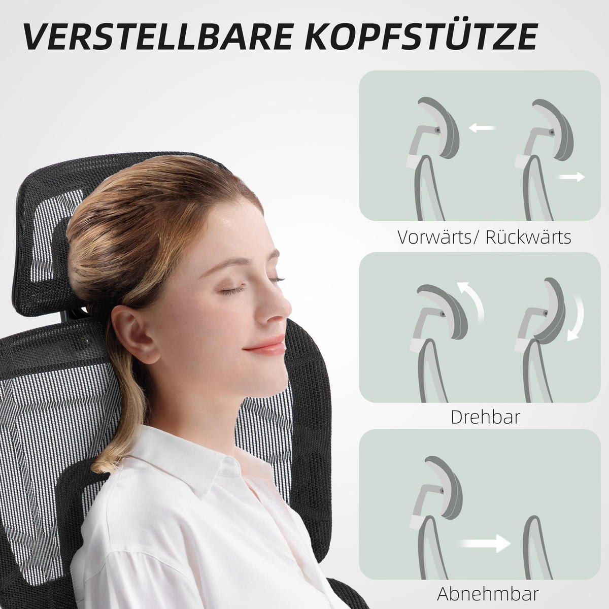 BÜROSTUHL Kopfstütze, Lendenwirbelstütze, Schwarz - Schwarz, Textil (66/122/64cm) - HOMCOM