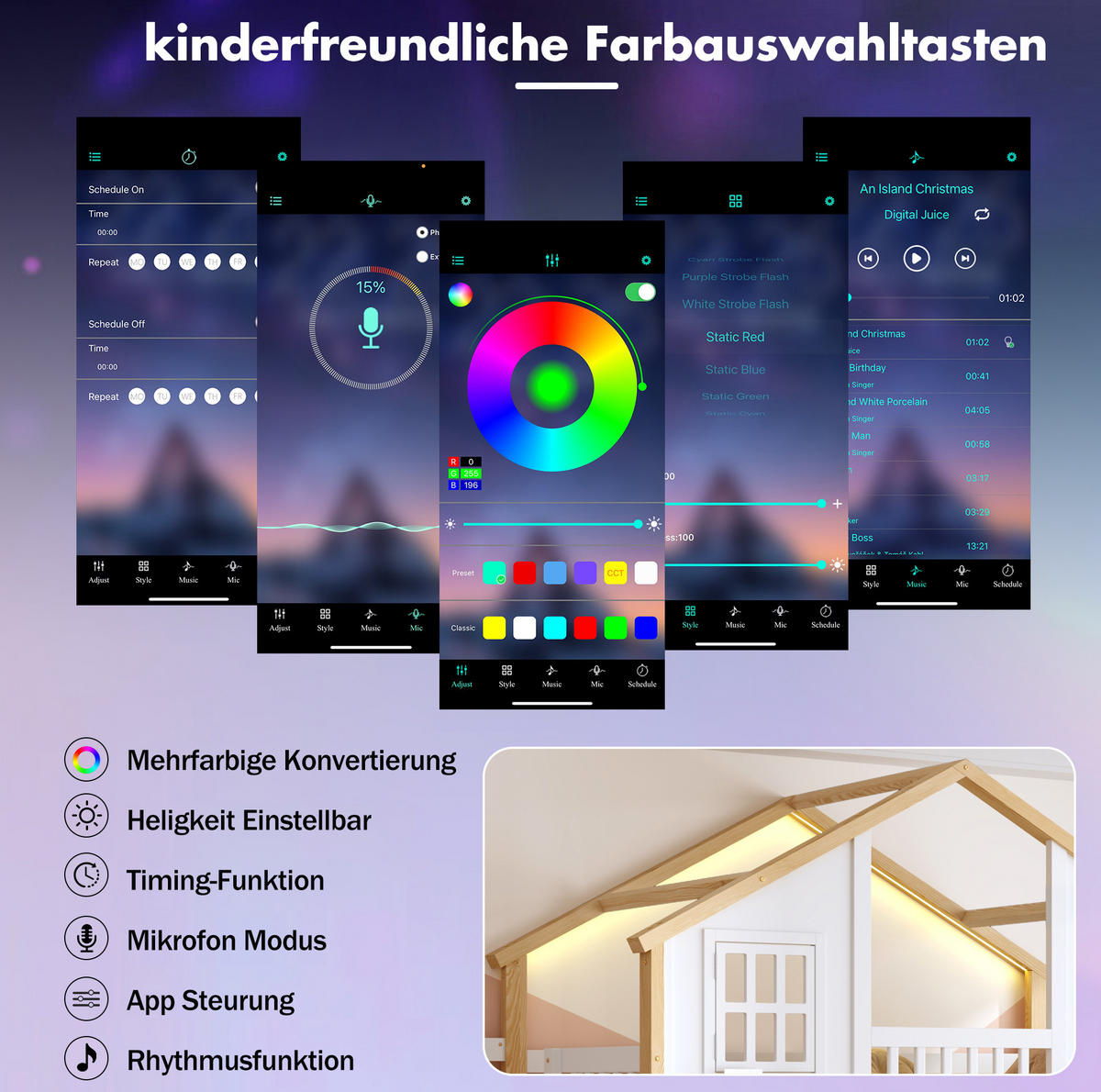ETAGENBETT 90/200 cm und 140/200 cm mit LED, Stauraumtreppe ohne Matratze - Weiß, Holz (140/200cm) - MIVRAY
