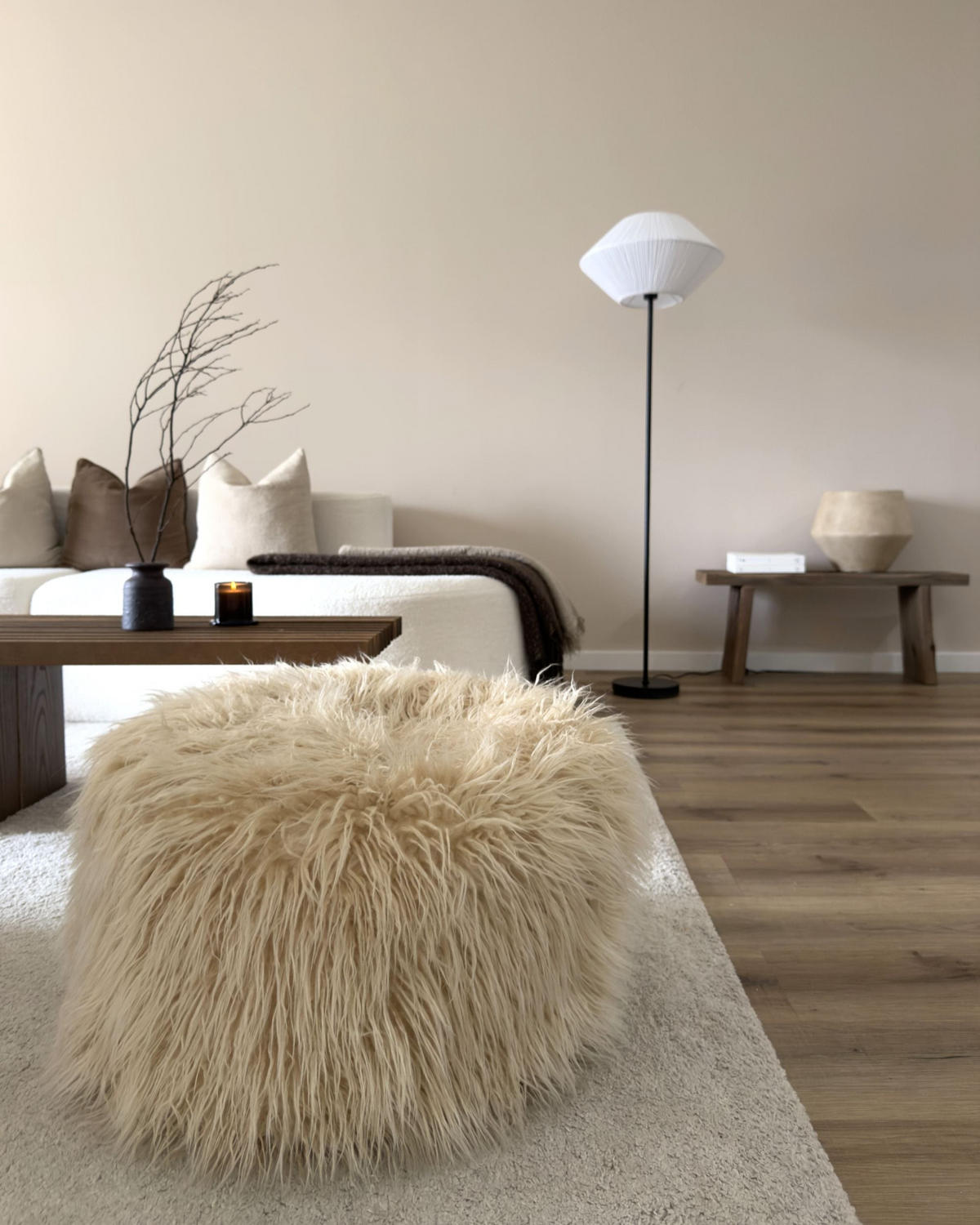 POUF Hellbeige Tukki - Beige, Kunststoff (50/30/50cm) - Beliani