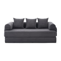 SCHLAFSOFA 200/94/67 cm Dunkelgrau mit Seitentaschen plus und 3 Kissen - Dunkelgrau, Textil (200/67/94cm) - Oxeza