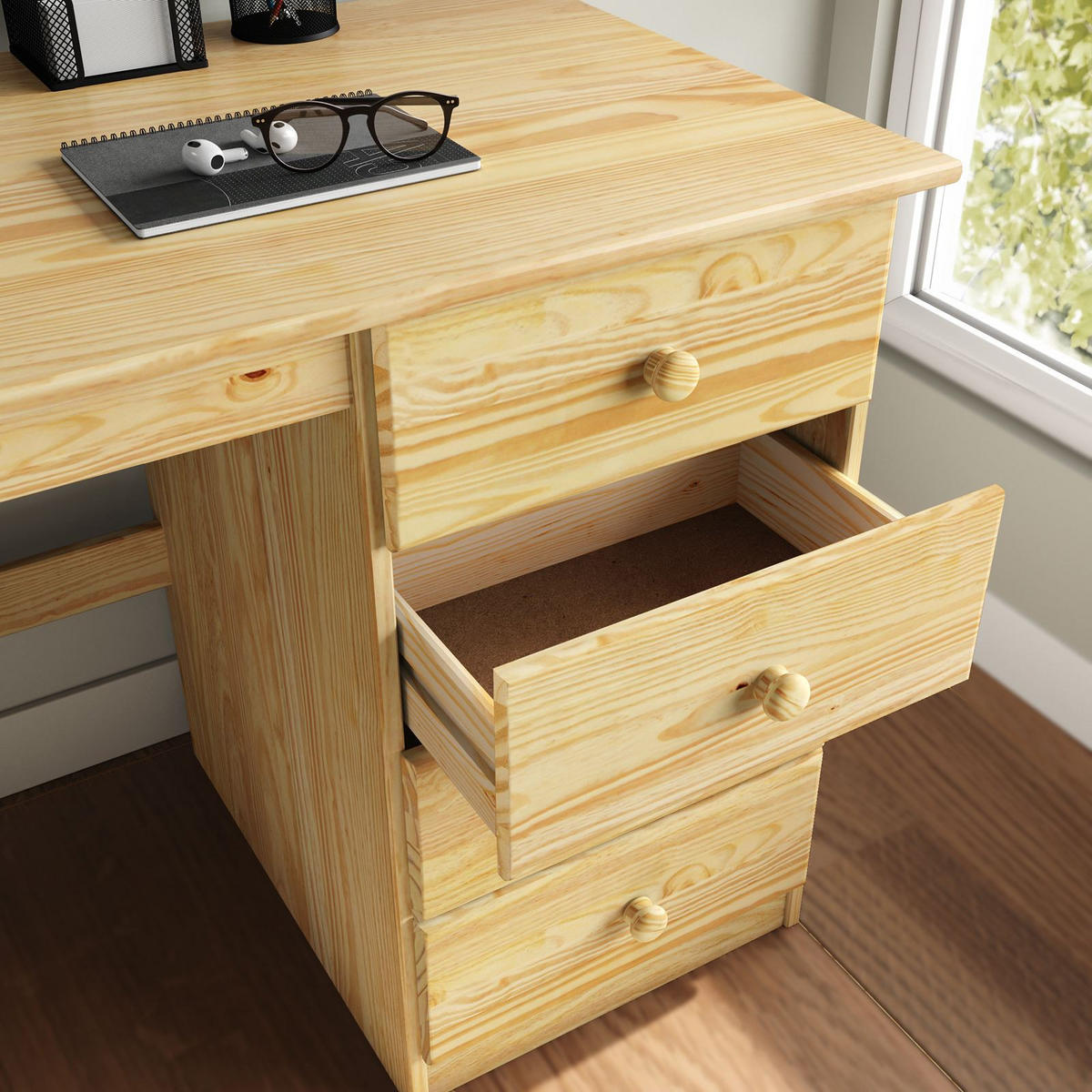 SCHREIBTISCH MANAGER natur - Naturfarben, Holz (54/145/73cm) - IDIMEX