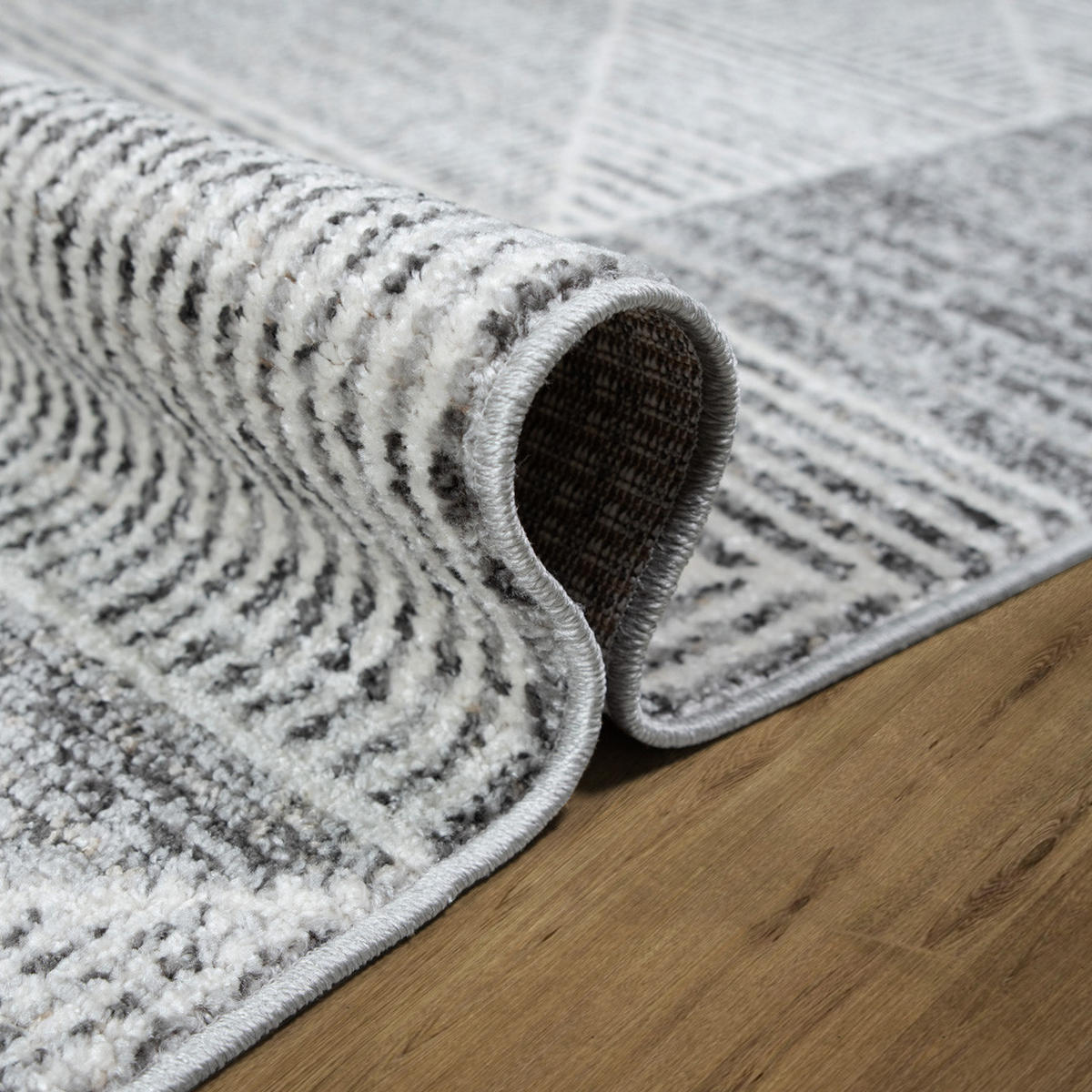 TEPPICH Harmonia geometrisches Design Dreieck Hoch-Tief-Effekt grau 80 x 150 cm - Creme/Grau, Kunststoff/Textil (80/150cm) - oKu-Tex