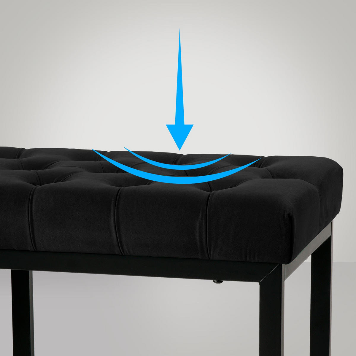 SITZBANK Polly Samt Schwarz 150 cm schwarz - Schwarz, Metall (150/42/37cm) - TPFLiving