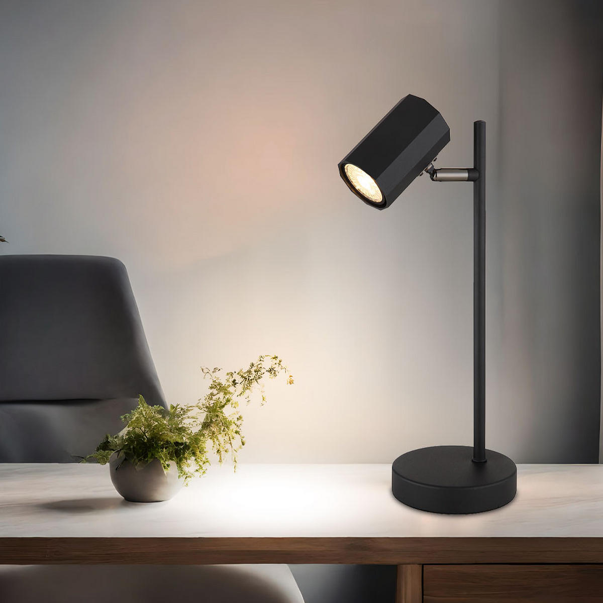 TISCHLEUCHTE grau Flexibel verstellbar - Grau, Metall (16.5/12/35cm) - Globo Lighting