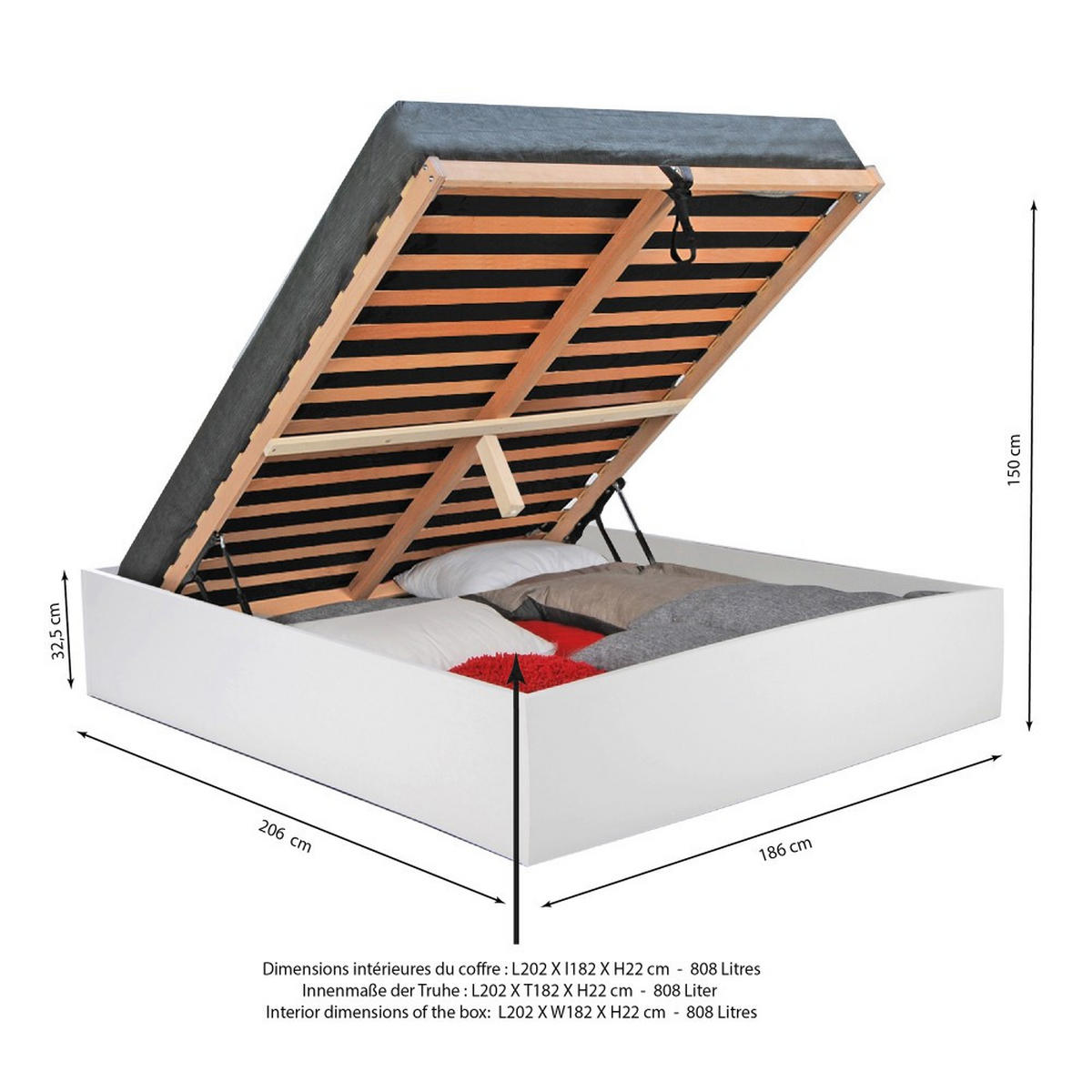 BETTKASTEN BILBAO mit Lattenrost/ Bett 180x200 - Weiß - Weiß, Holzwerkstoff (180/200cm) - Weber Industries