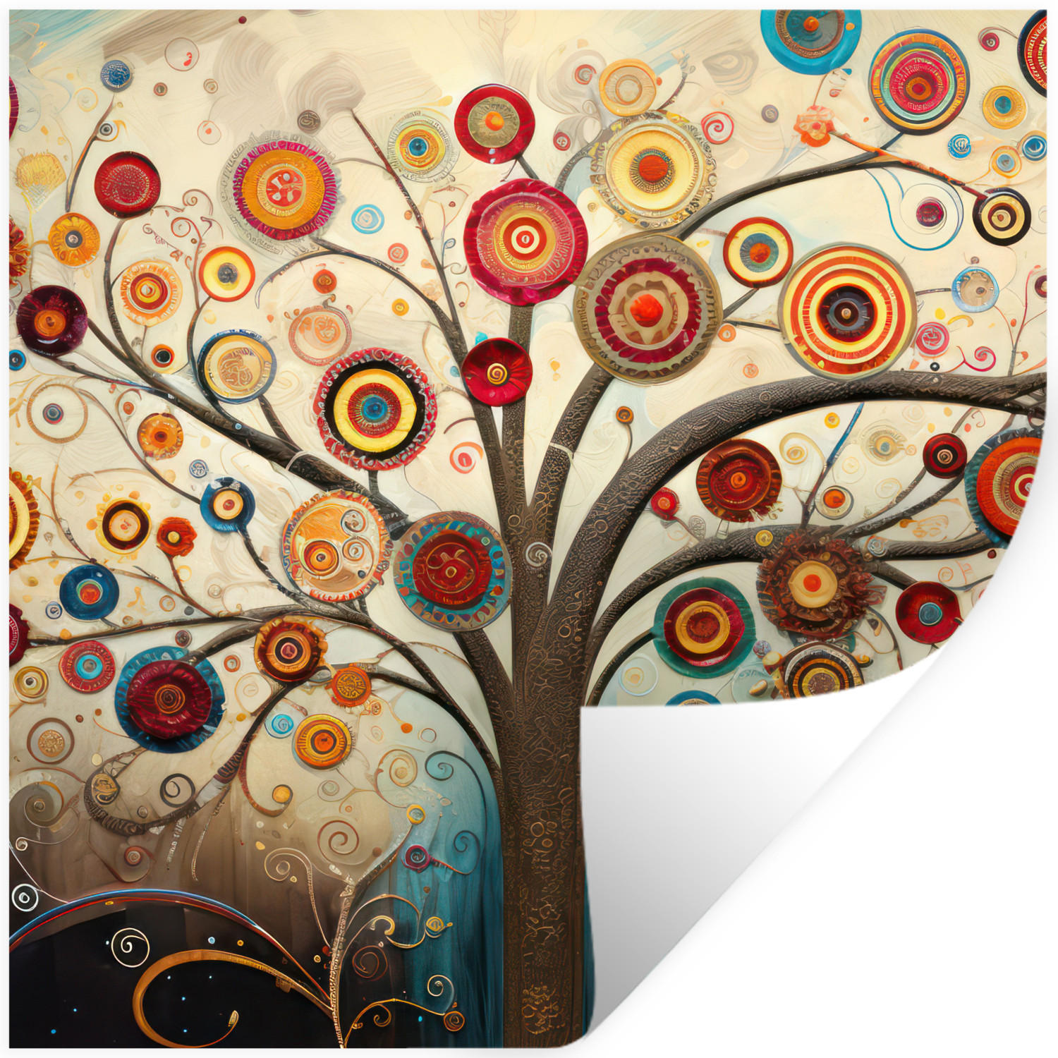 WANDTATTOO Baum - Baum des Lebens - Farbe 50x50 cm - Braun, Kunststoff (50/50/0.1cm) - MuchoWow