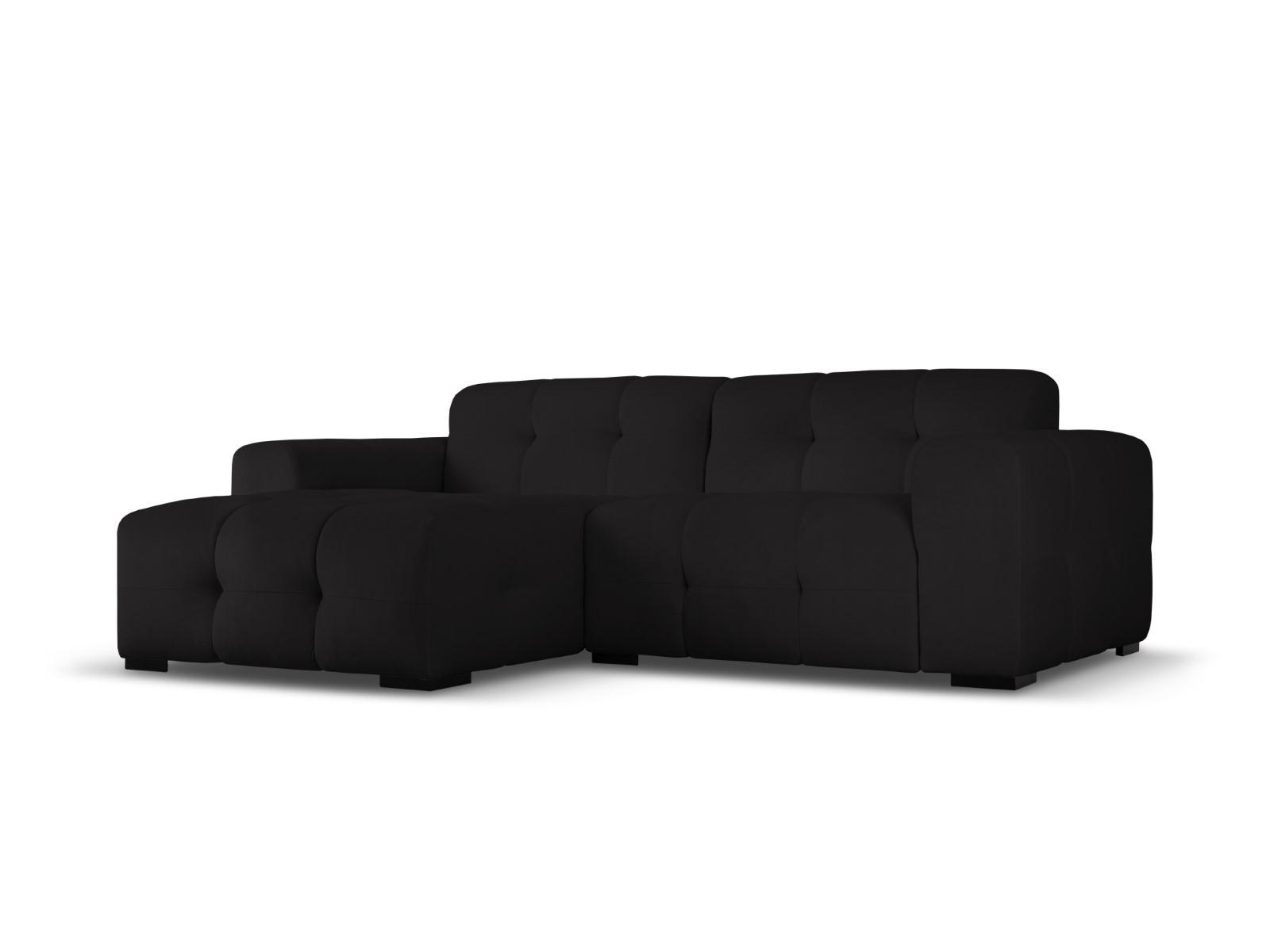 ECKSOFA links Kendal aus Samt schwarz 4 Sitzplätze - Schwarz, Textil (173/256cm) - Micadoni