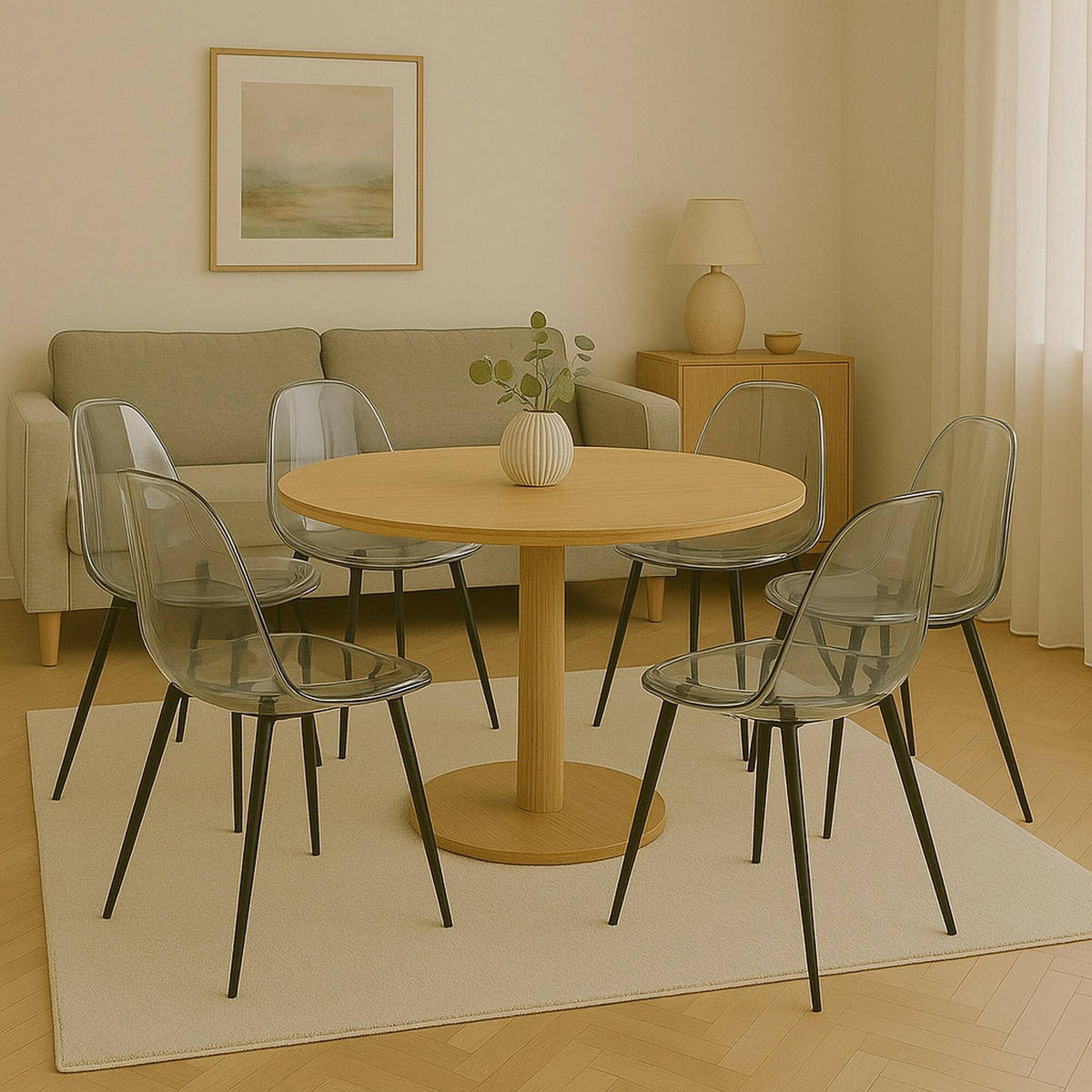 STUHL-SET 6 Stück Plastik Grau 53 x 46 x 81 cm - Grau, Metall (53/81/46cm) - DMORA