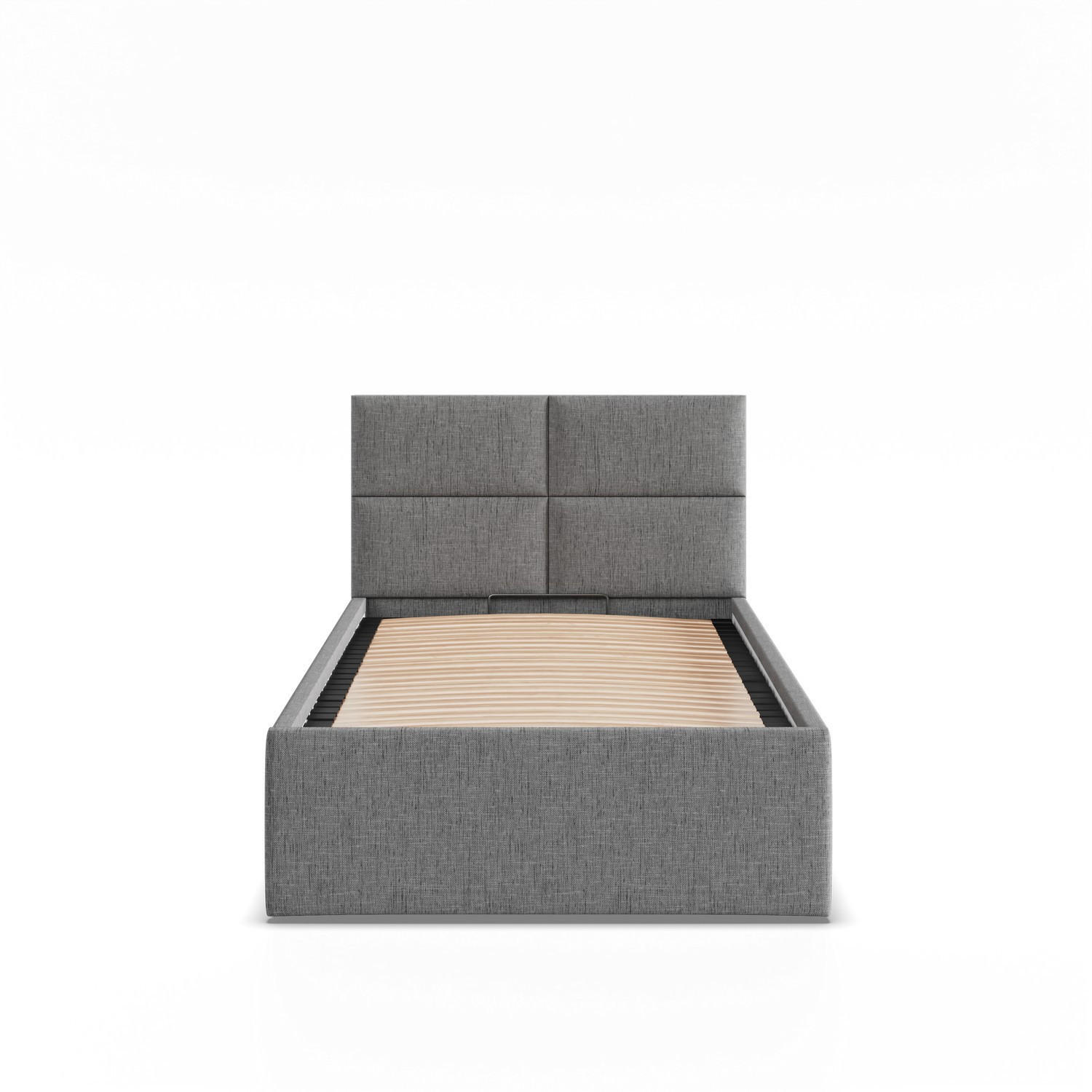 POLSTERBETT MIT KOPFTEIL 90x200 ohne Bettkasten BORGO, Grau - Dunkelgrau, Textil (90/200cm) - Mebligo