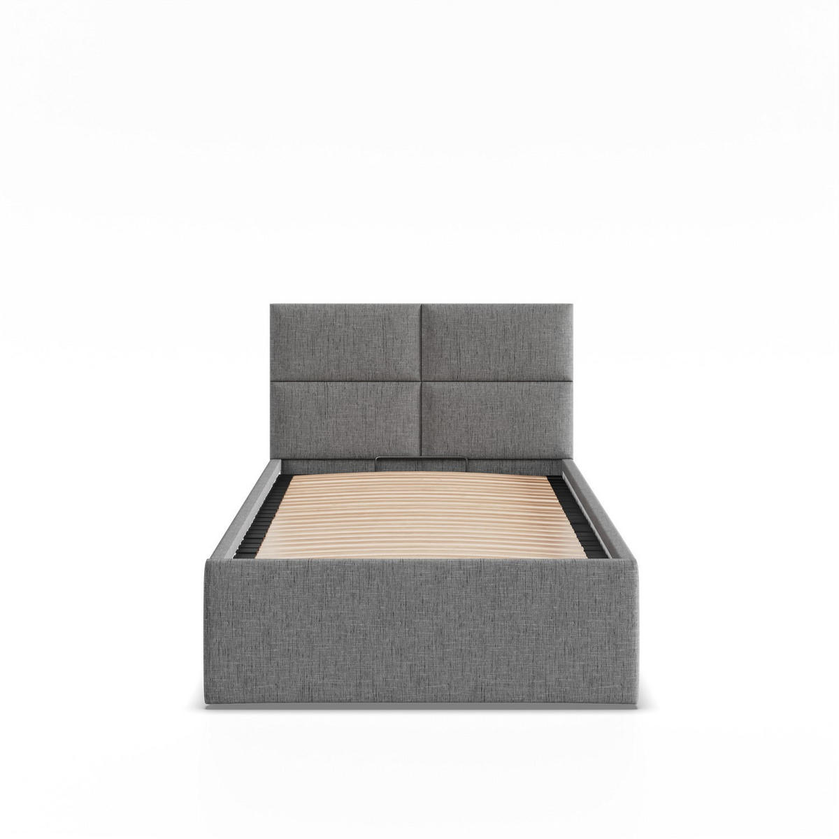 POLSTERBETT MIT KOPFTEIL 90x200 mit Bettkasten BORGO, Grau - Dunkelgrau, Textil (90/200cm) - Mebligo