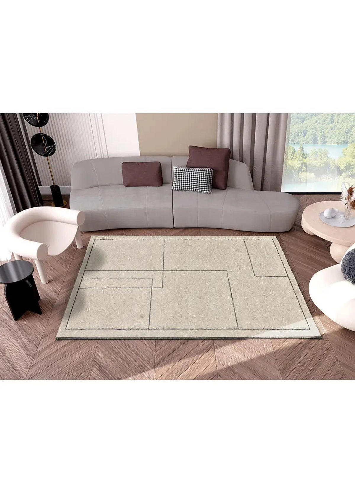 KURZFLORTEPPICH Mehrfarbig Los Angeles Lines 160/230 cm - Weiß, Textil (160/230cm) - Atticgo