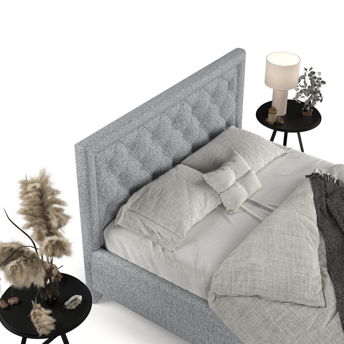 POLSTERBETT Lido 160/200 cm Grau im Riva Stoff - Naturfarben/Grau, Holz/Holzwerkstoff (160/200cm) - AltaBeds