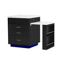 KUHINJSKI otok 125,5–187,5/71/93 cm z LED osvetlitvijo, USB/Type-C polnilom, raztegljivo mizno ploščo iz MDF, Črna - črna, leseni material (125.5/93/71cm) - Redom