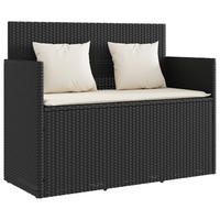 GARTENBANK mit Kissen Schwarz Poly Rattan - Schwarz, Kunststoff (120/90.5/50cm) - furnicato