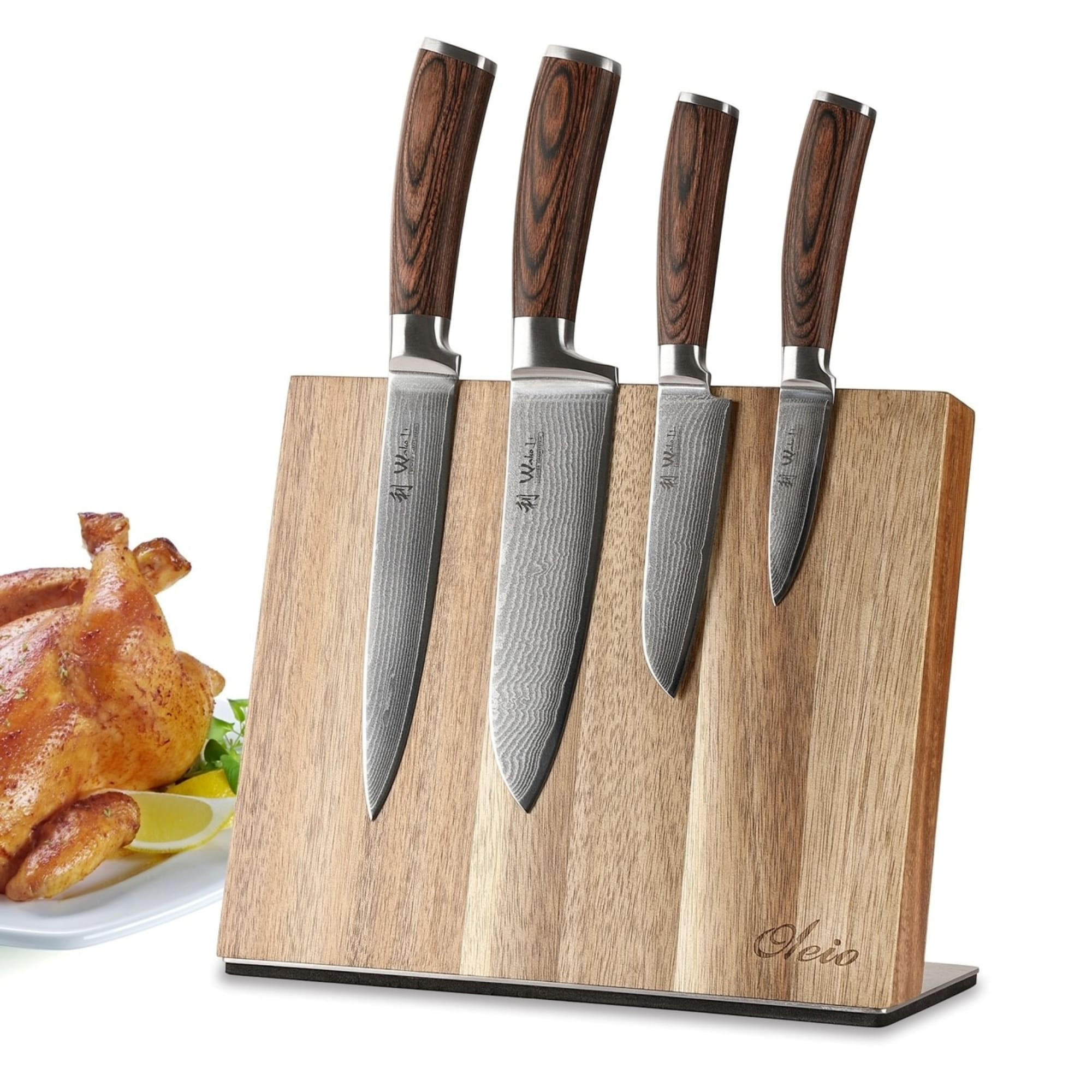 MESSERSET 4 tlg. mit Messerblock I EDIB - Braun, Holz/Metall - Wakoli