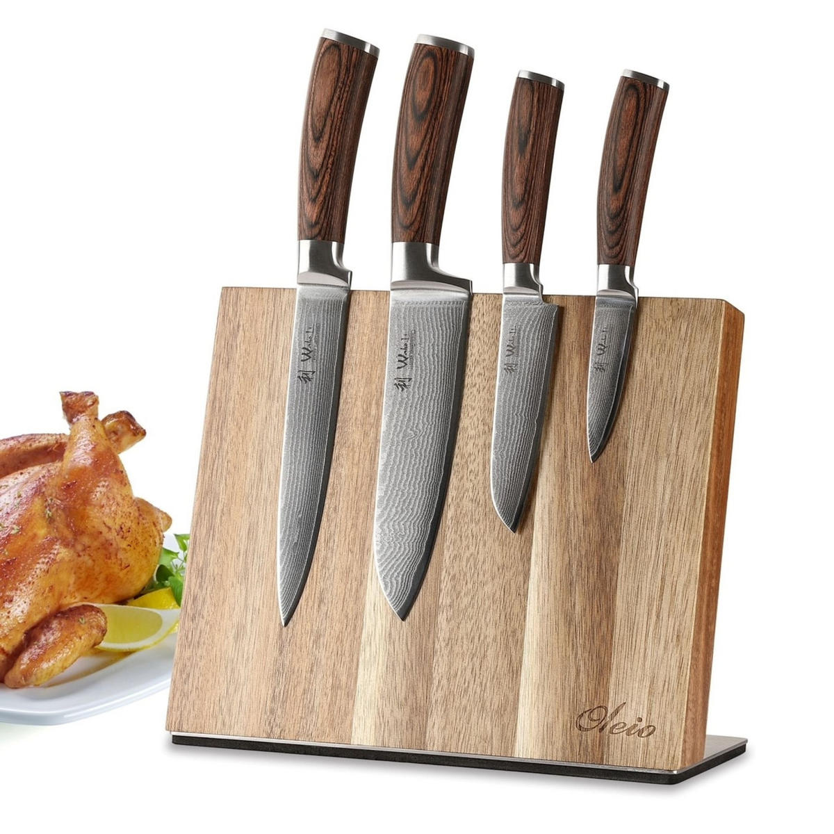 MESSERSET 4 tlg. mit Messerblock I EDIB - Braun, Holz/Metall - Wakoli