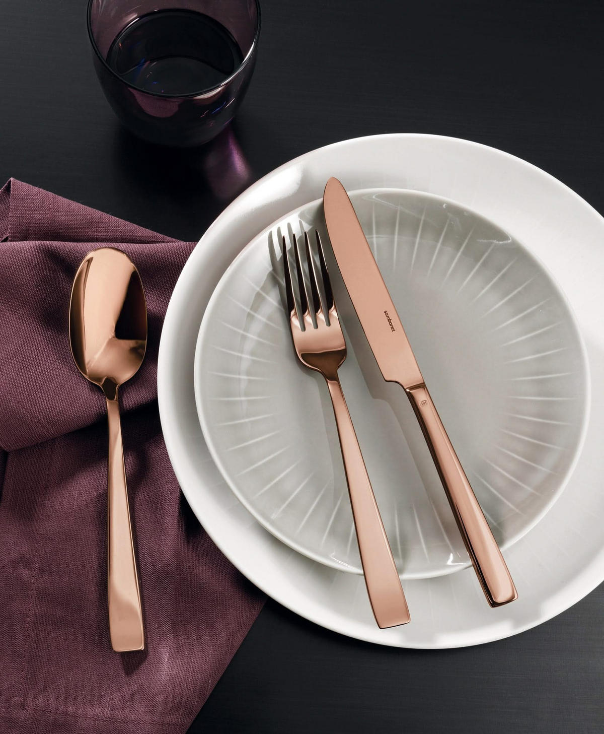 BESTECKSET Flat Kupfer 24-teilig - Bronzefarben, Metall - Sambonet