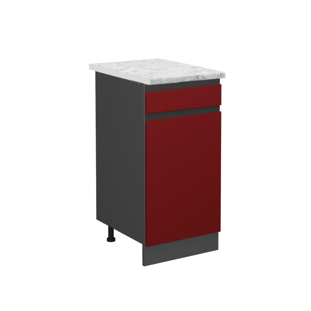 KÜCHENUNTERSCHRANK R-Line Bordeaux Hochglanz 40 cm AP Marmor - Bordeaux/Anthrazit, Holzwerkstoff (40/81.6/60cm) - Vicco