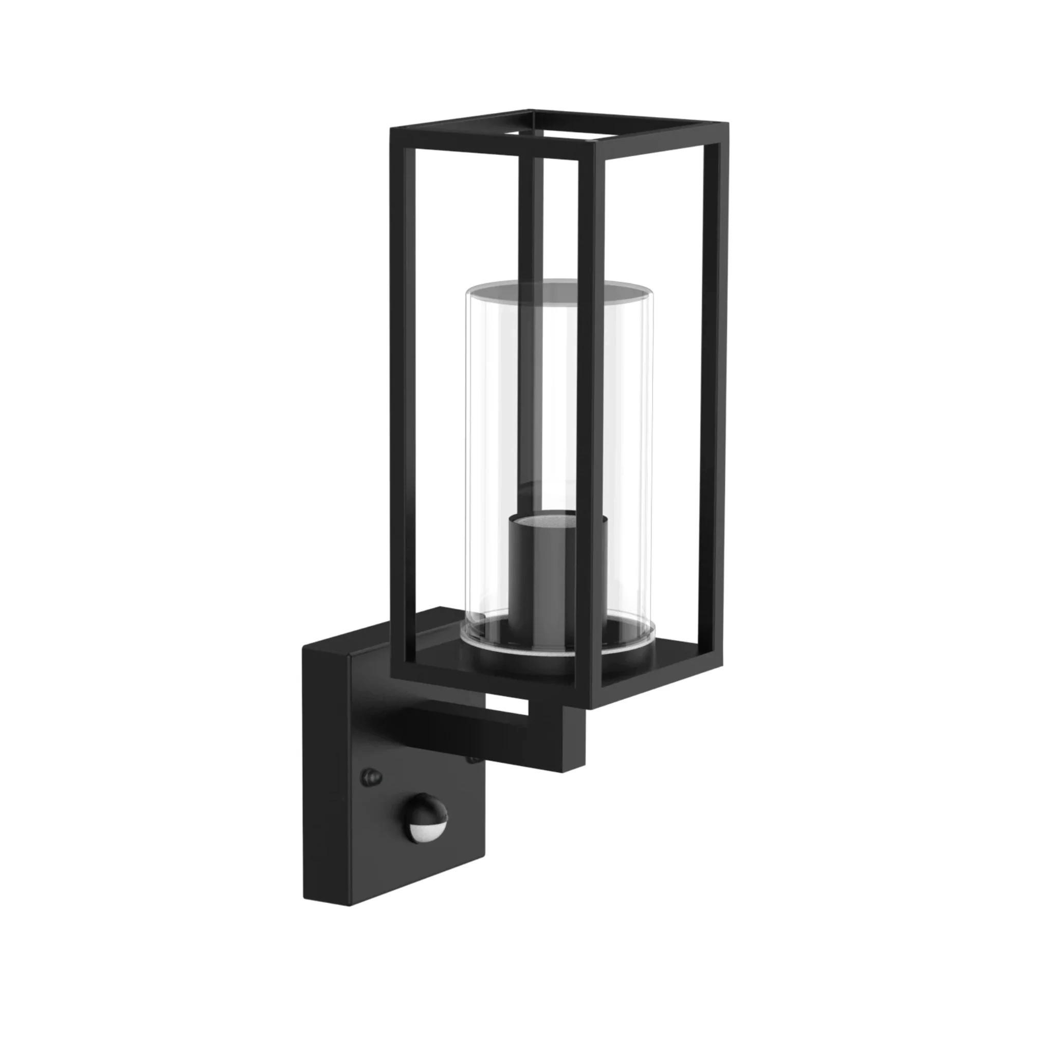 AUSSENWANDLEUCHTEE Schwarz E27 Mit Bewegungssensor PIR IP54 - Schwarz, Metall (11/36/16cm) - CGC Europe