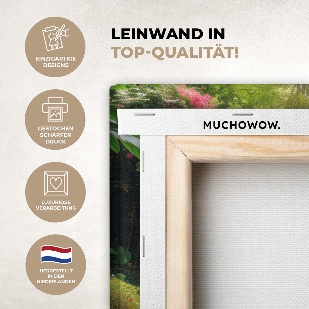 LEINWANDBILD Wasserfall - Natur - Pflanzen - Dschungel - Wasser Wandbilder 80x60 cm - Grün, Textil (80/60cm) - MuchoWow